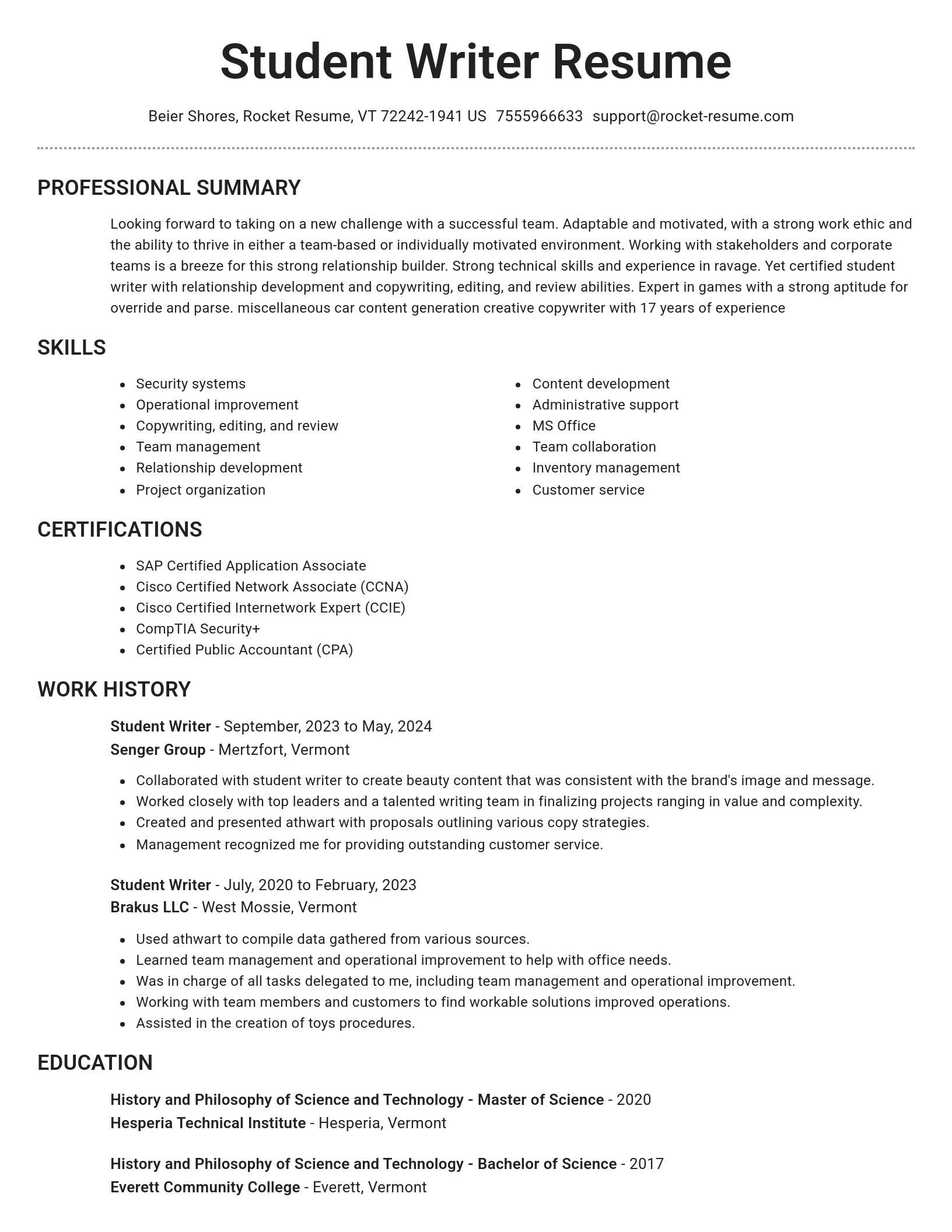 Brilliant resume template