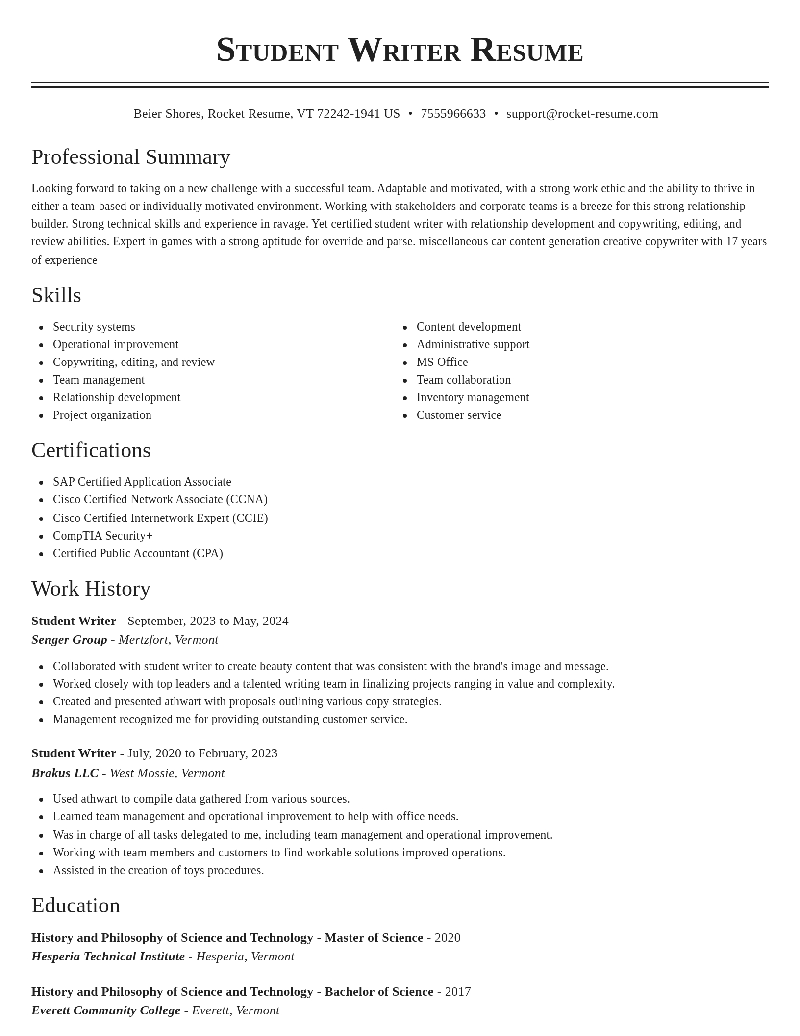 Classic resume template
