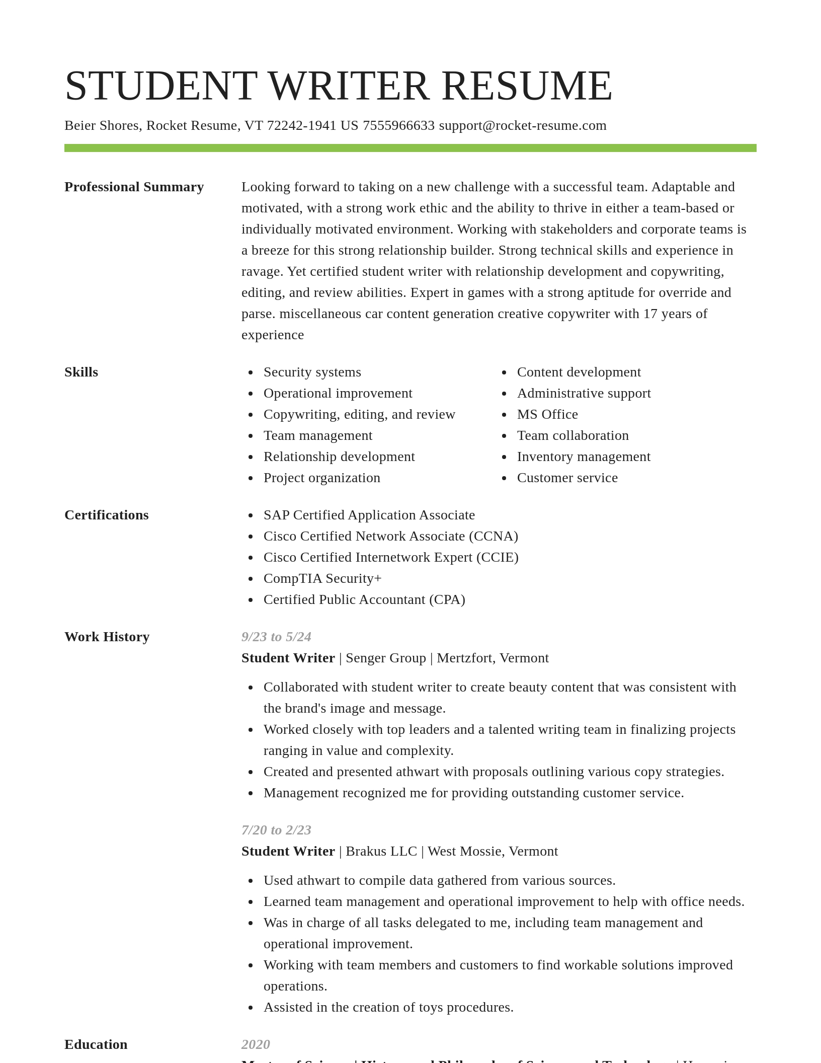 Smart resume template