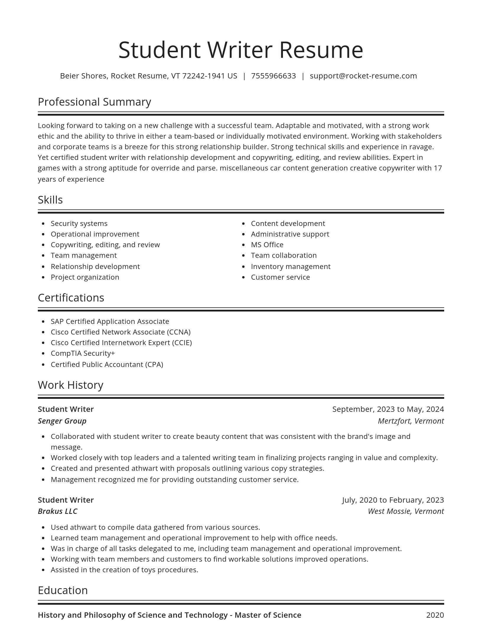 Spotlight resume template