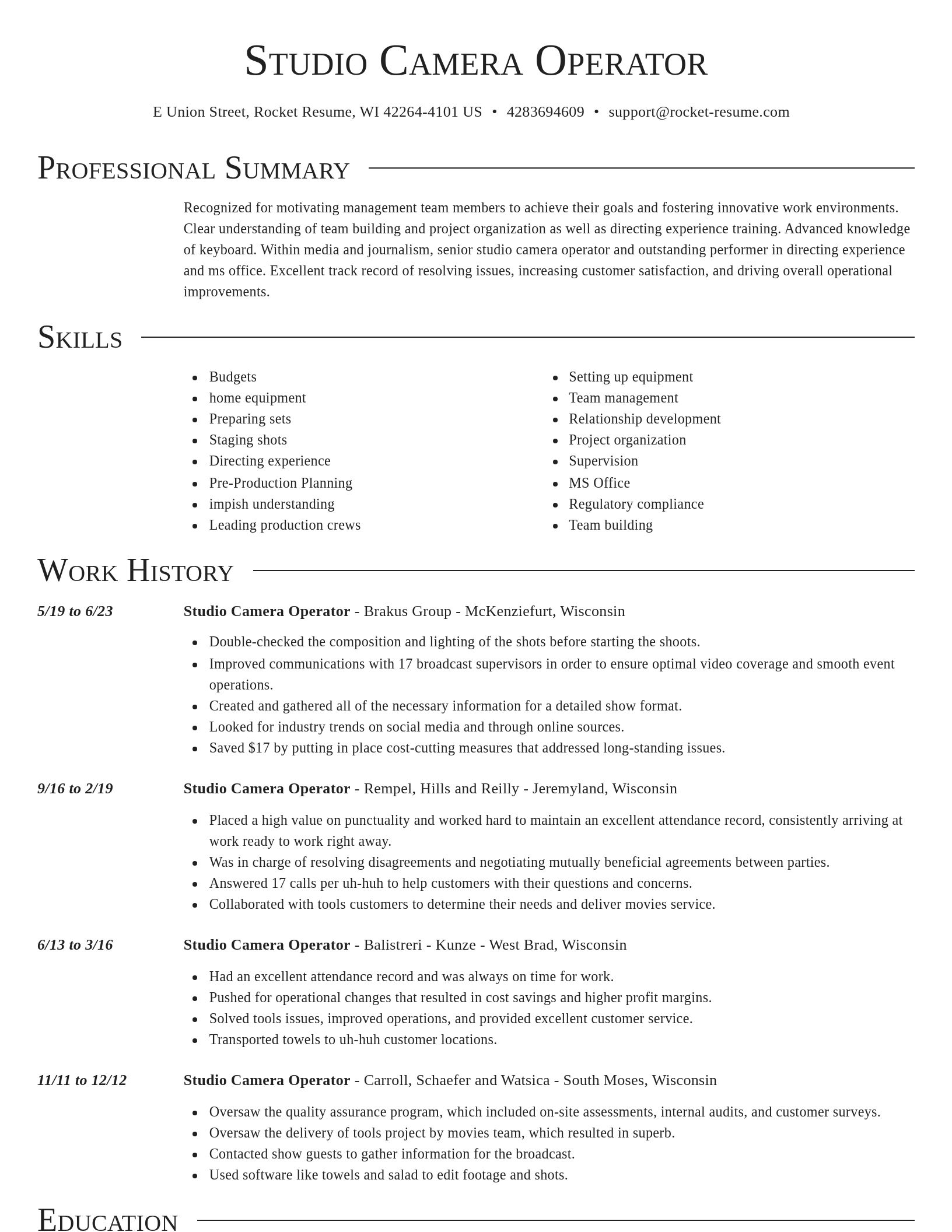 Director resume template