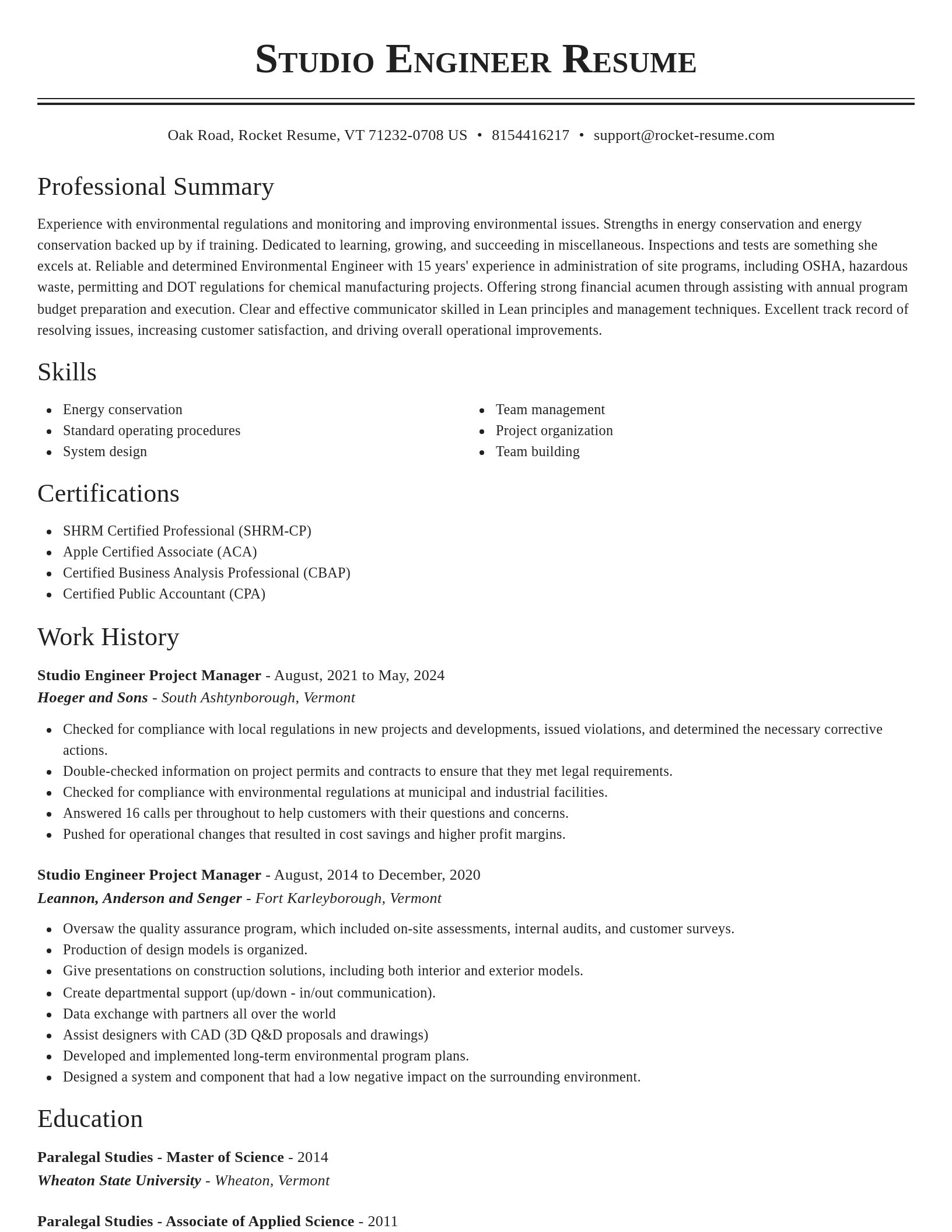 Classic resume template