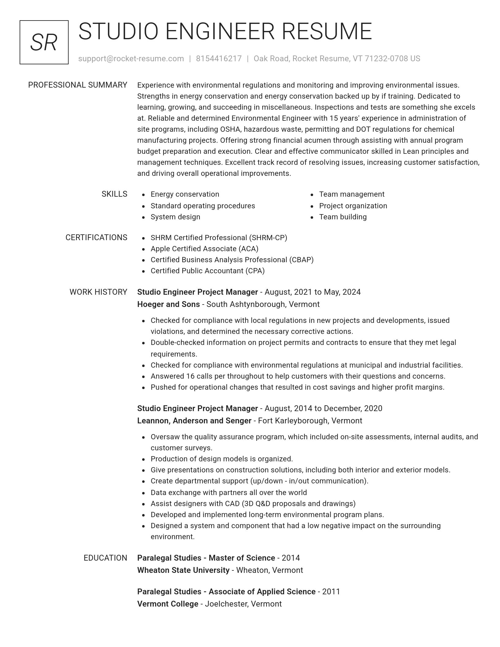 Renowned resume template