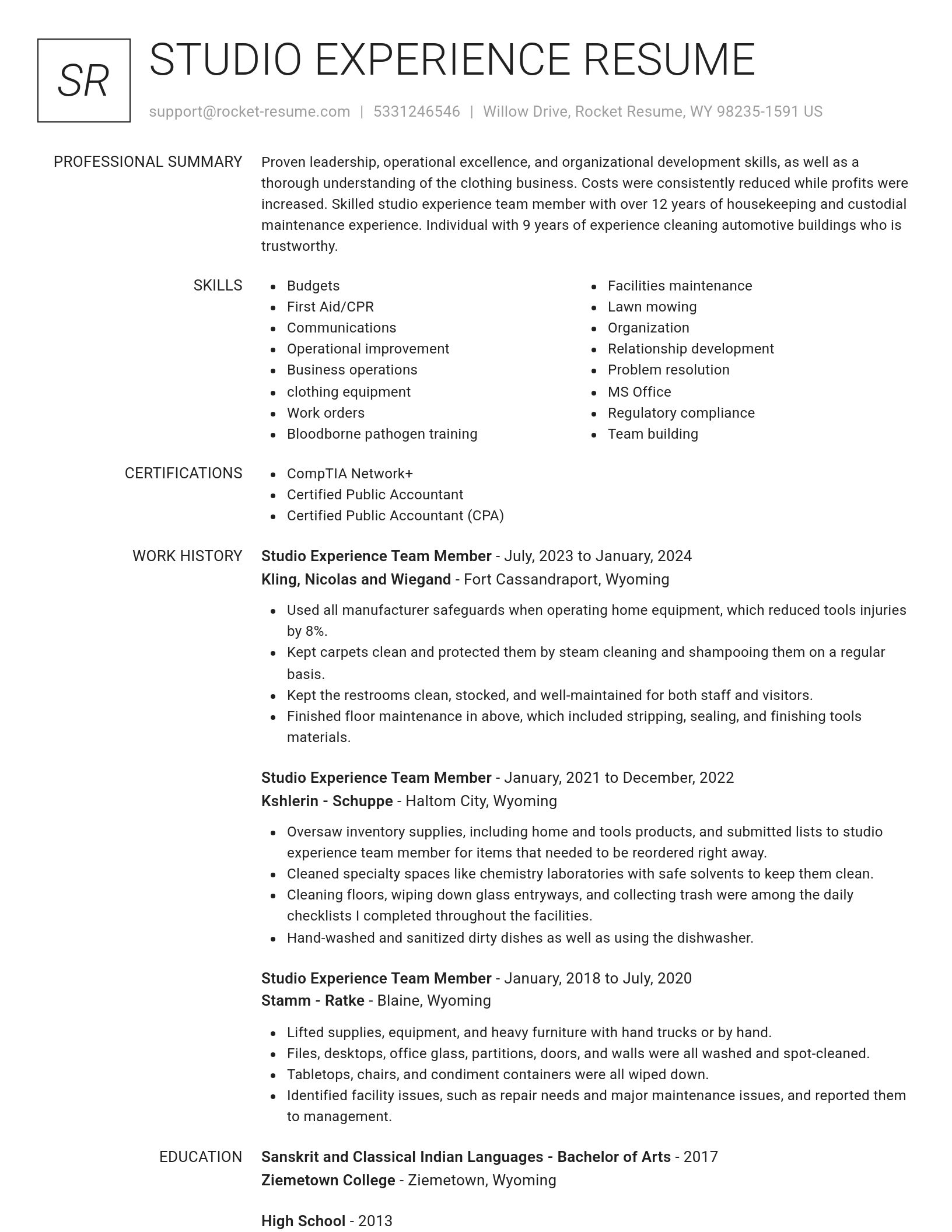 Renowned resume template