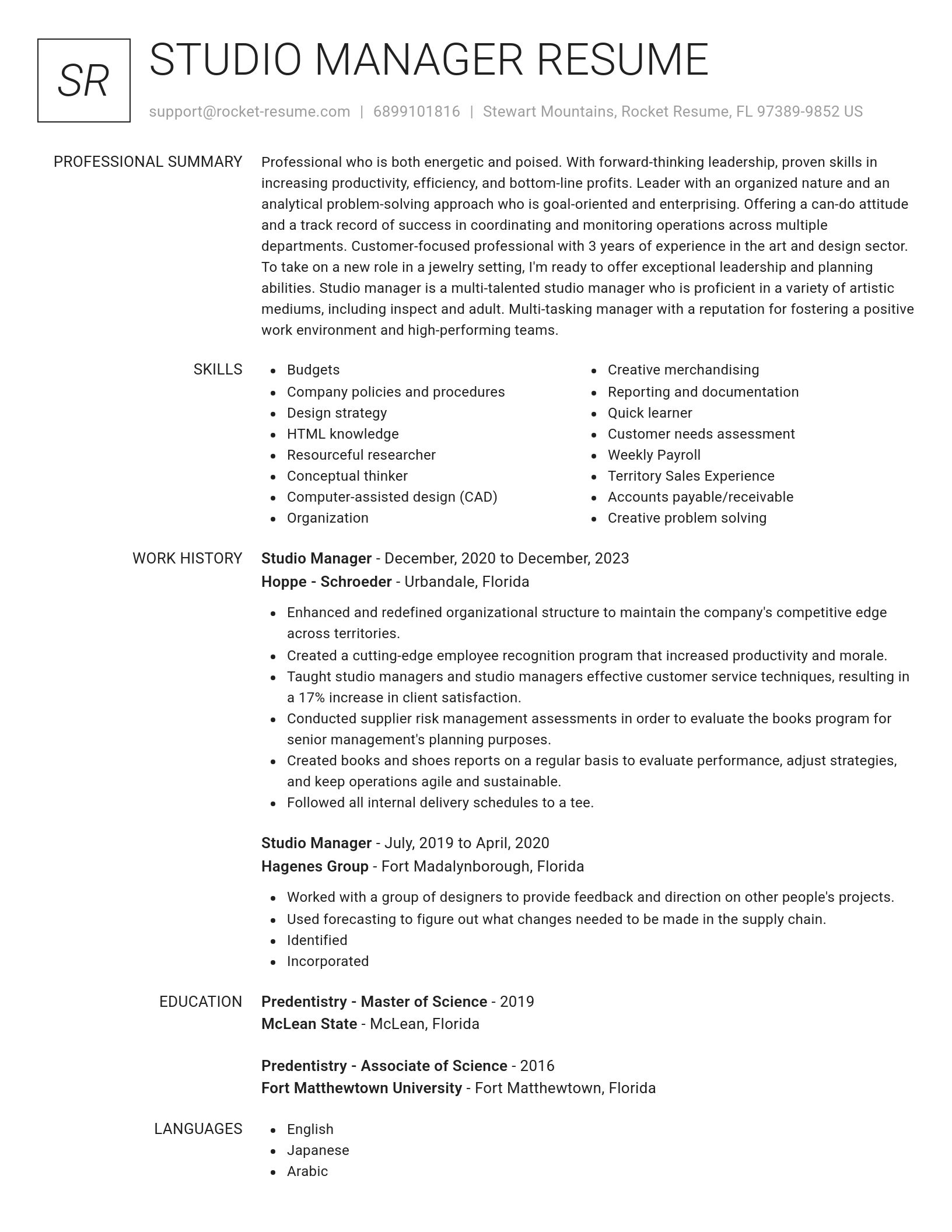 Renowned resume template