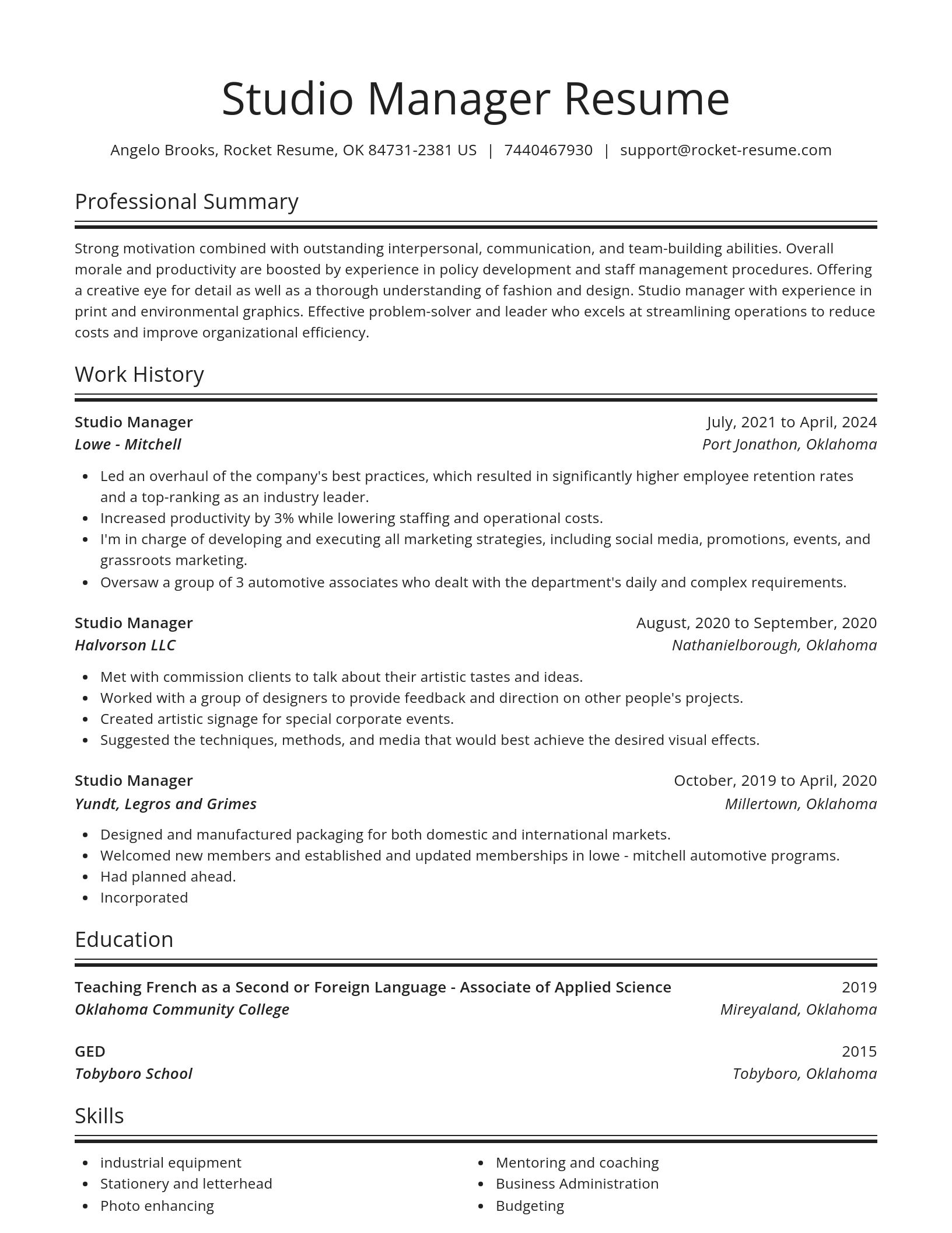 Spotlight resume template