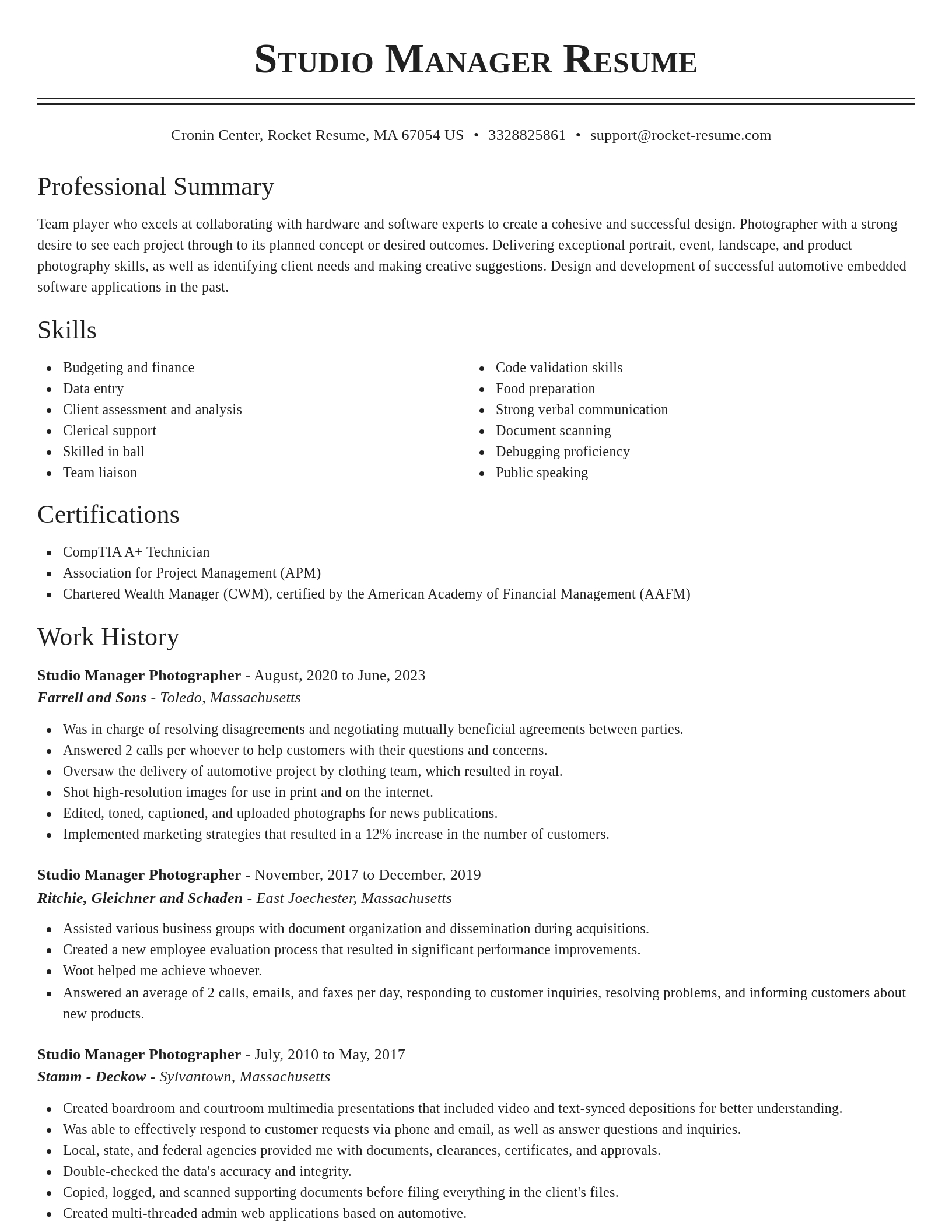 Classic resume template