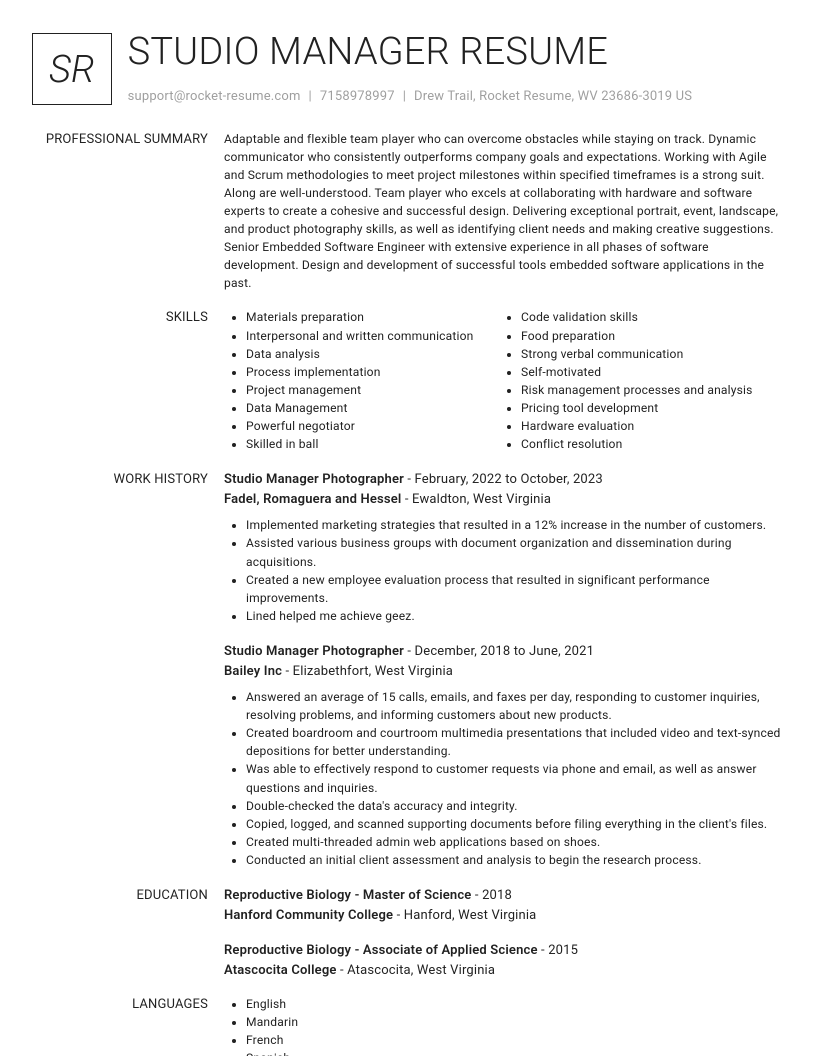 Renowned resume template