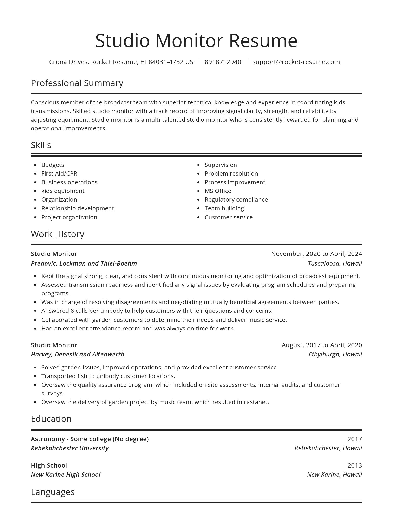 Spotlight resume template