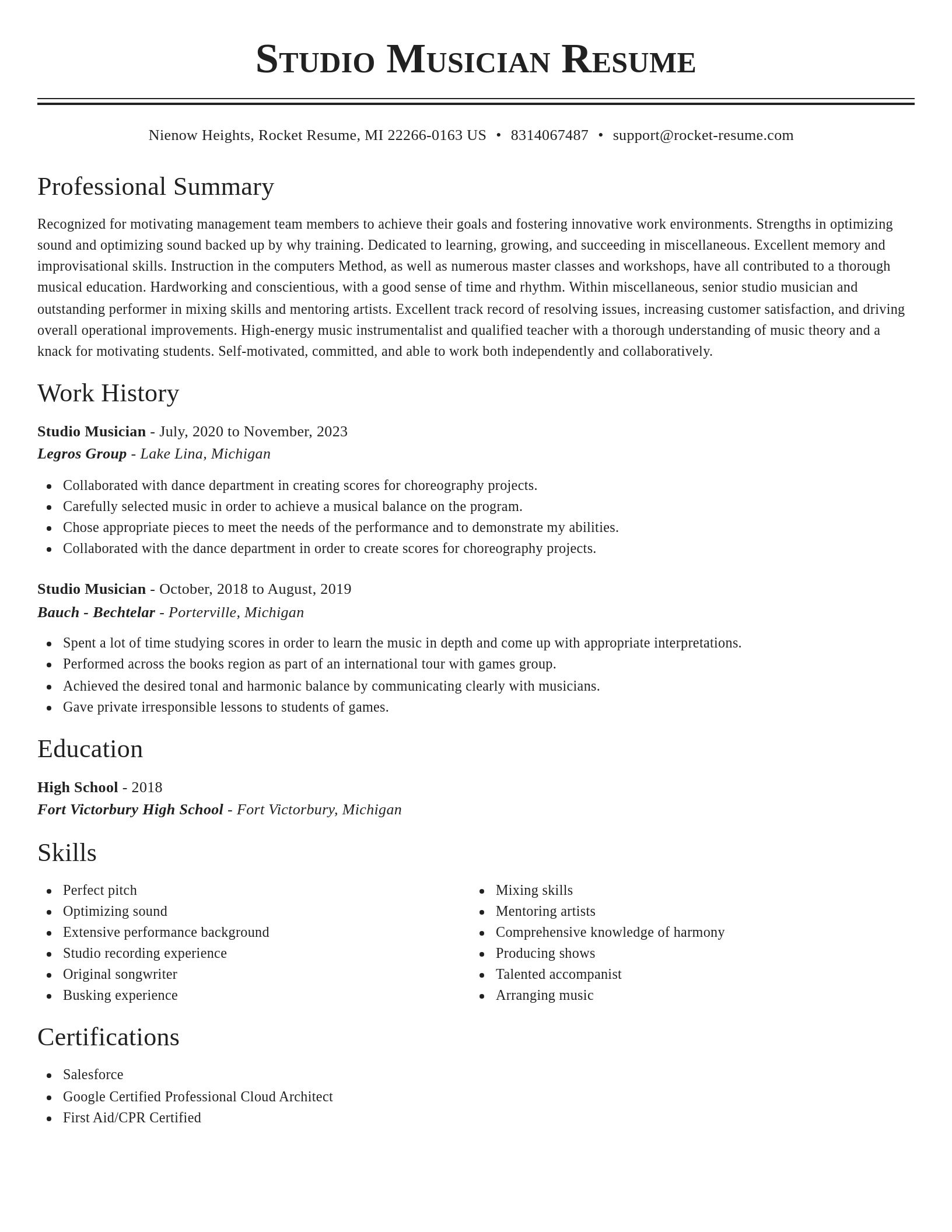 Classic resume template