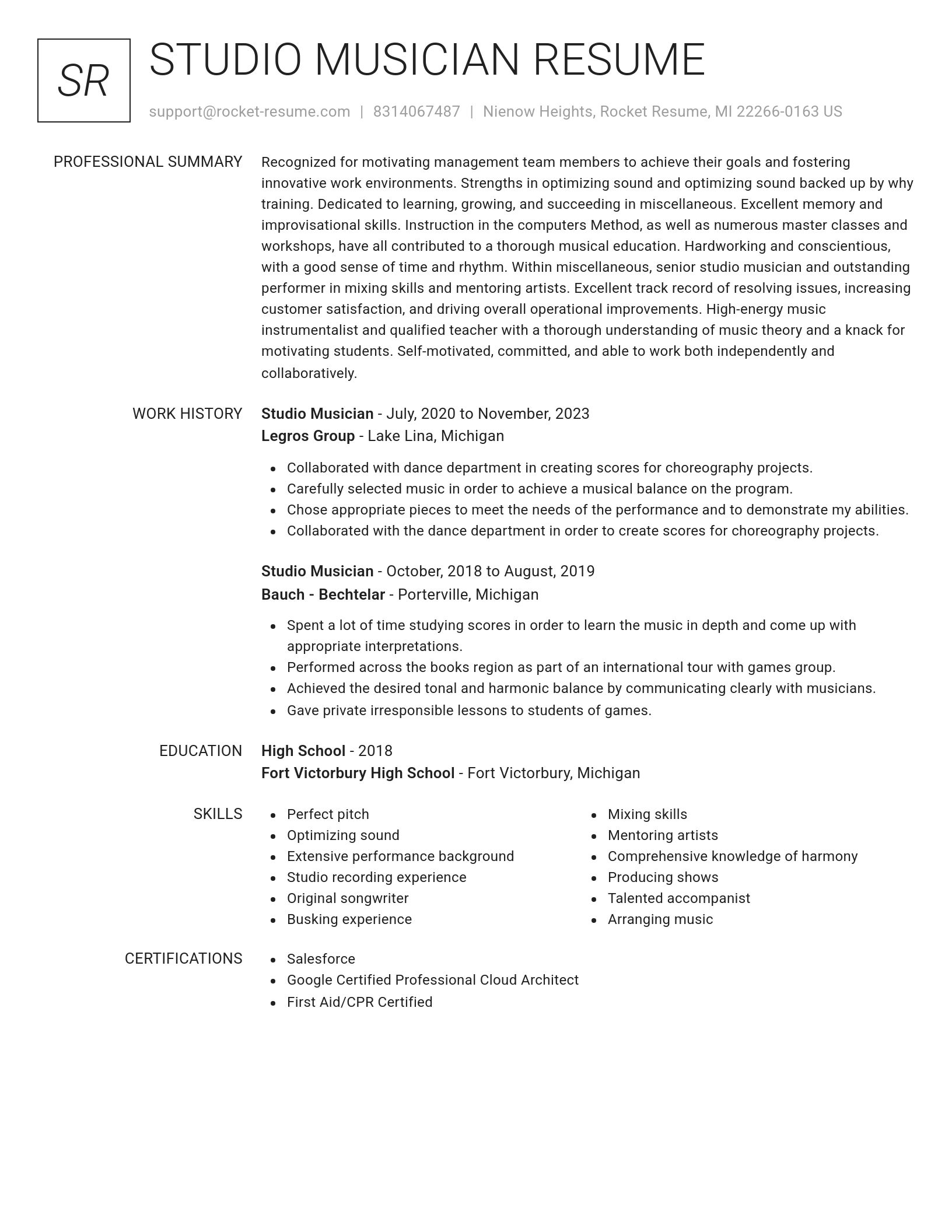 Renowned resume template