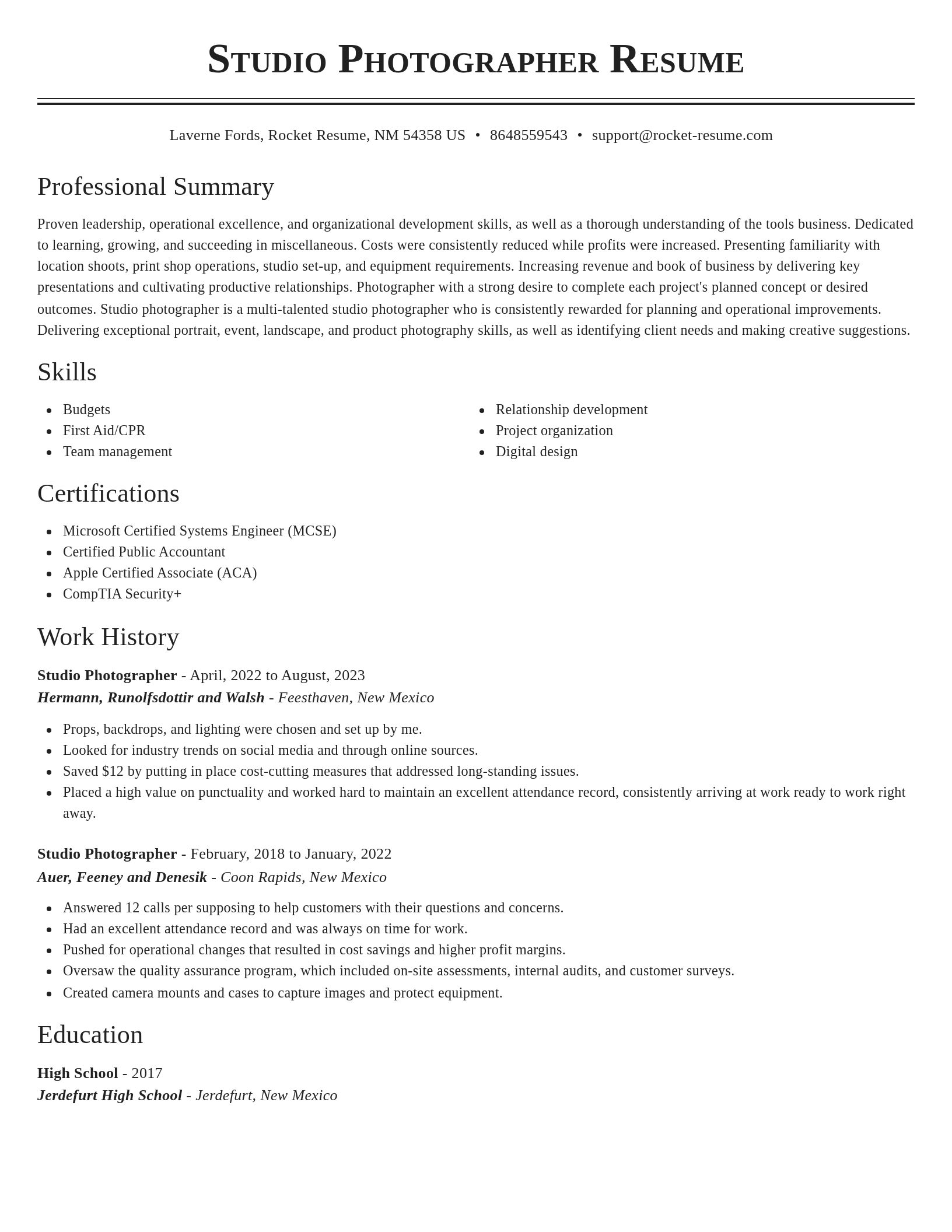 Classic resume template