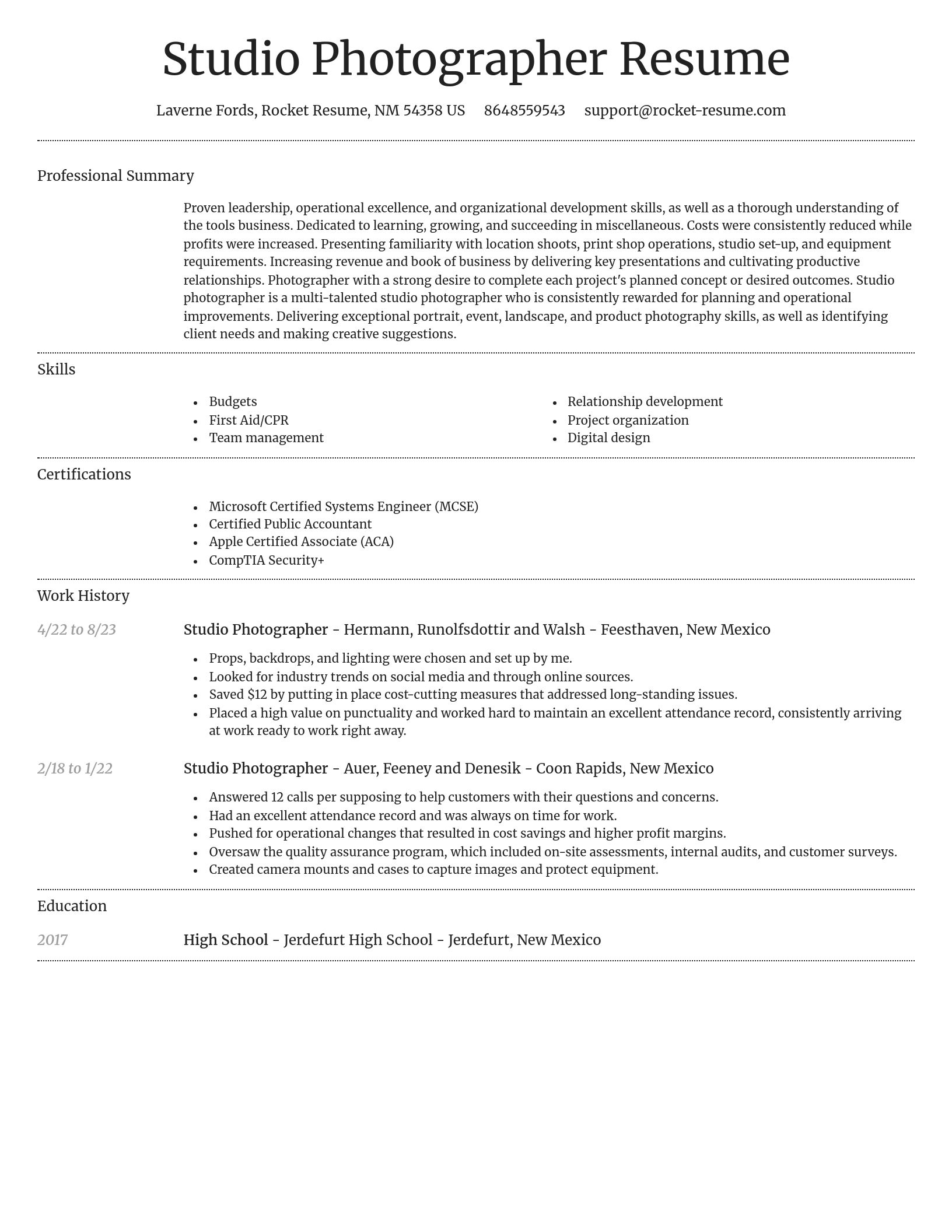 Dignified resume template