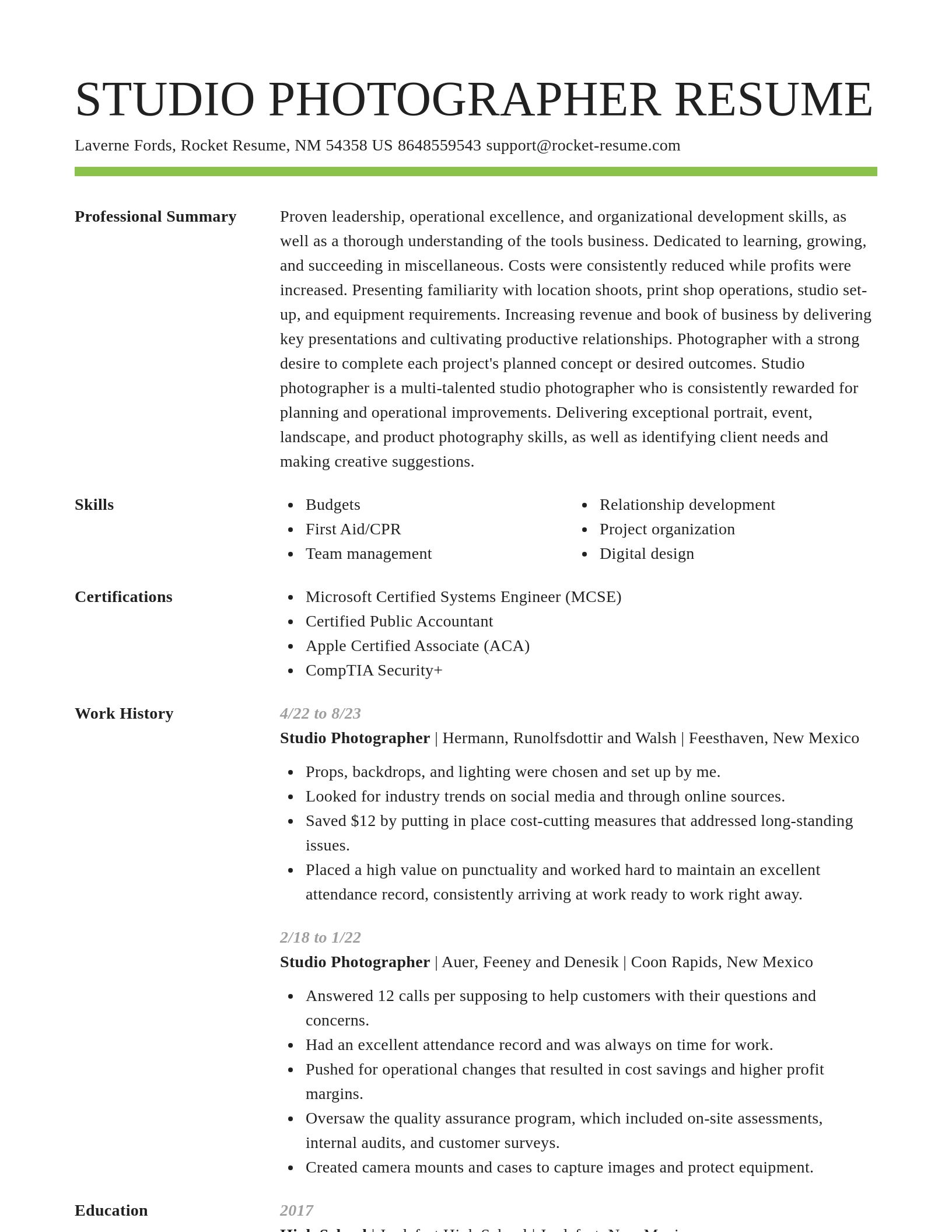 Smart resume template