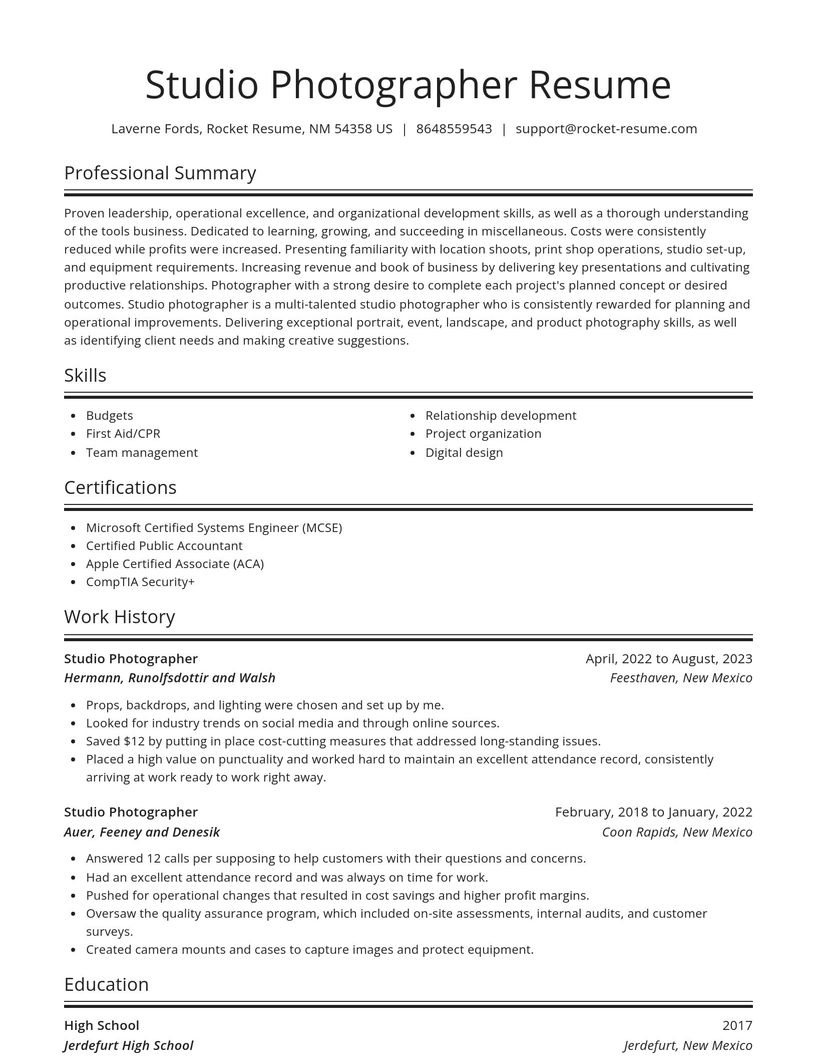 Spotlight resume template