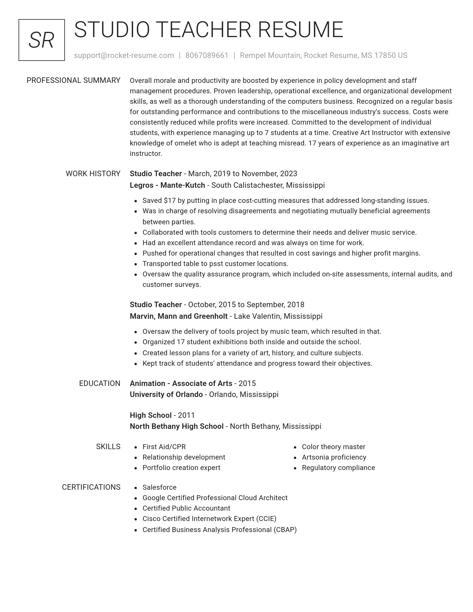 Renowned resume template