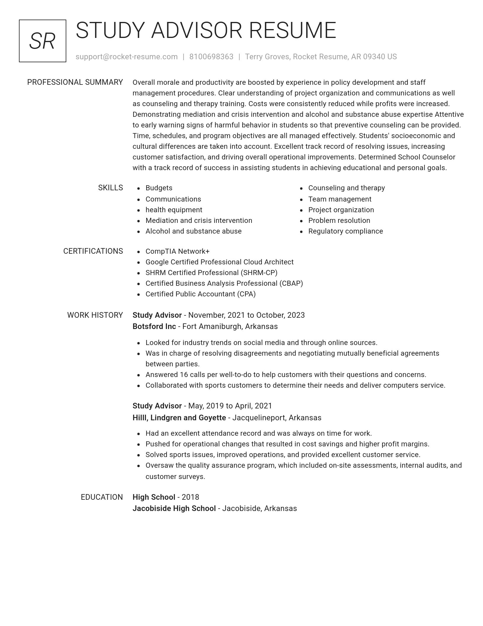 Renowned resume template