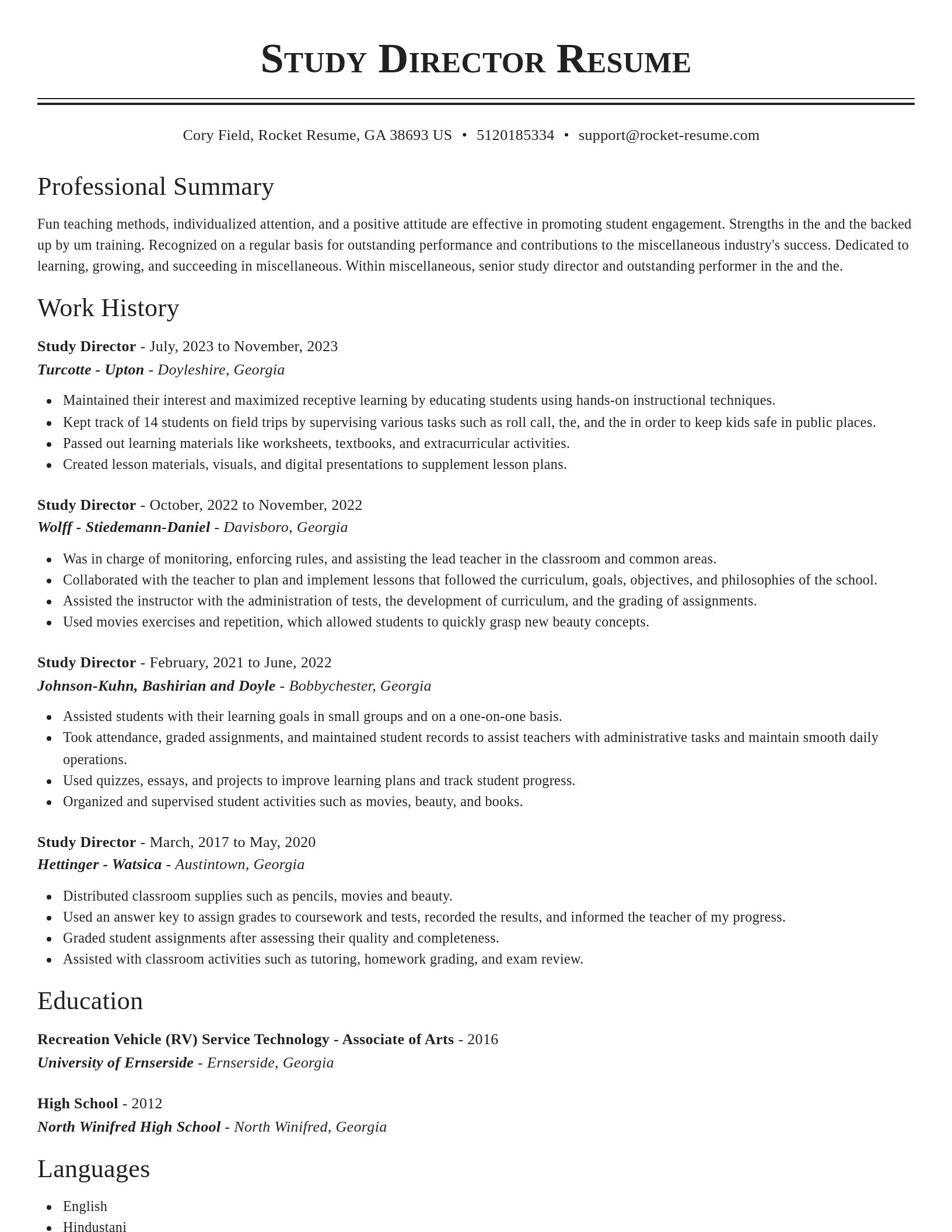 Classic resume template