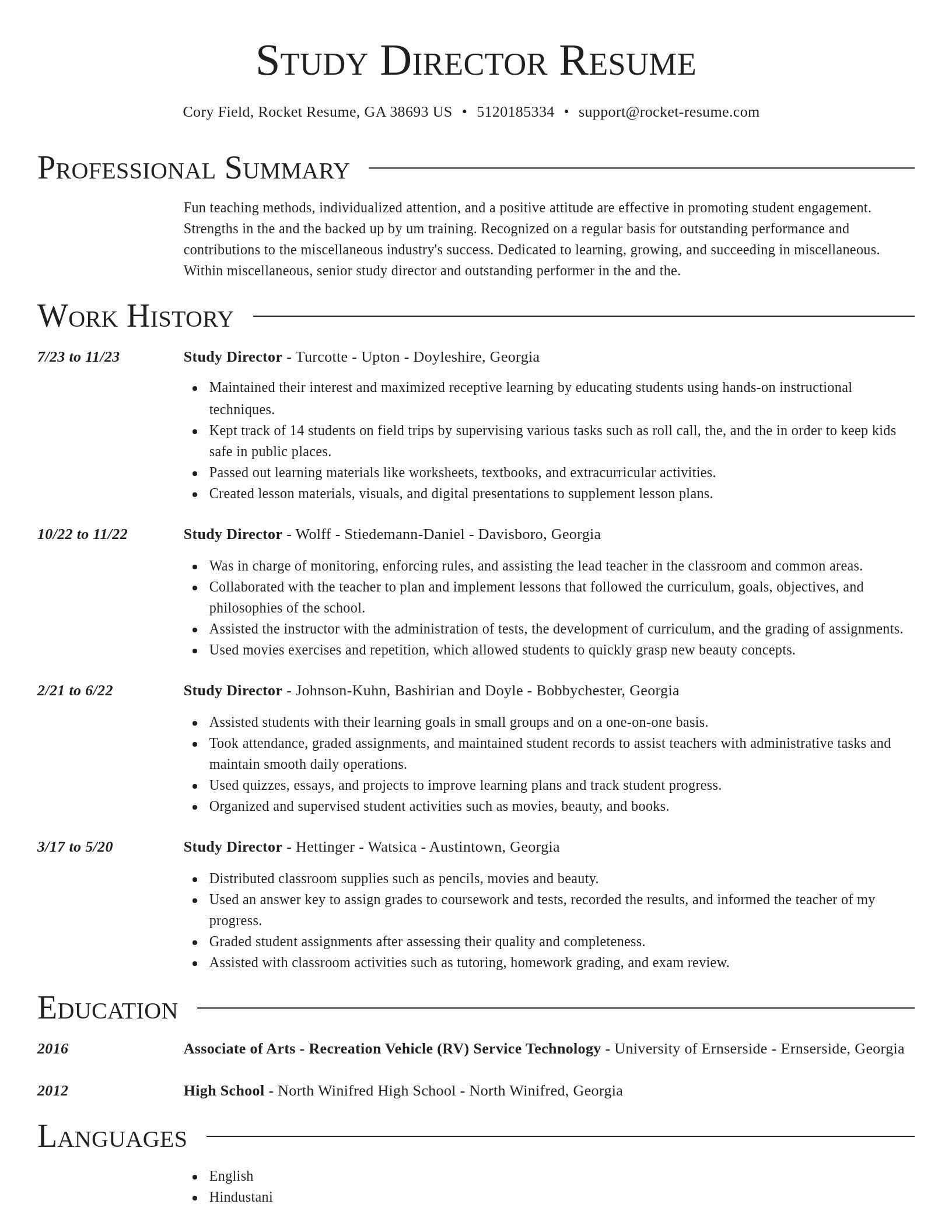 Director resume template