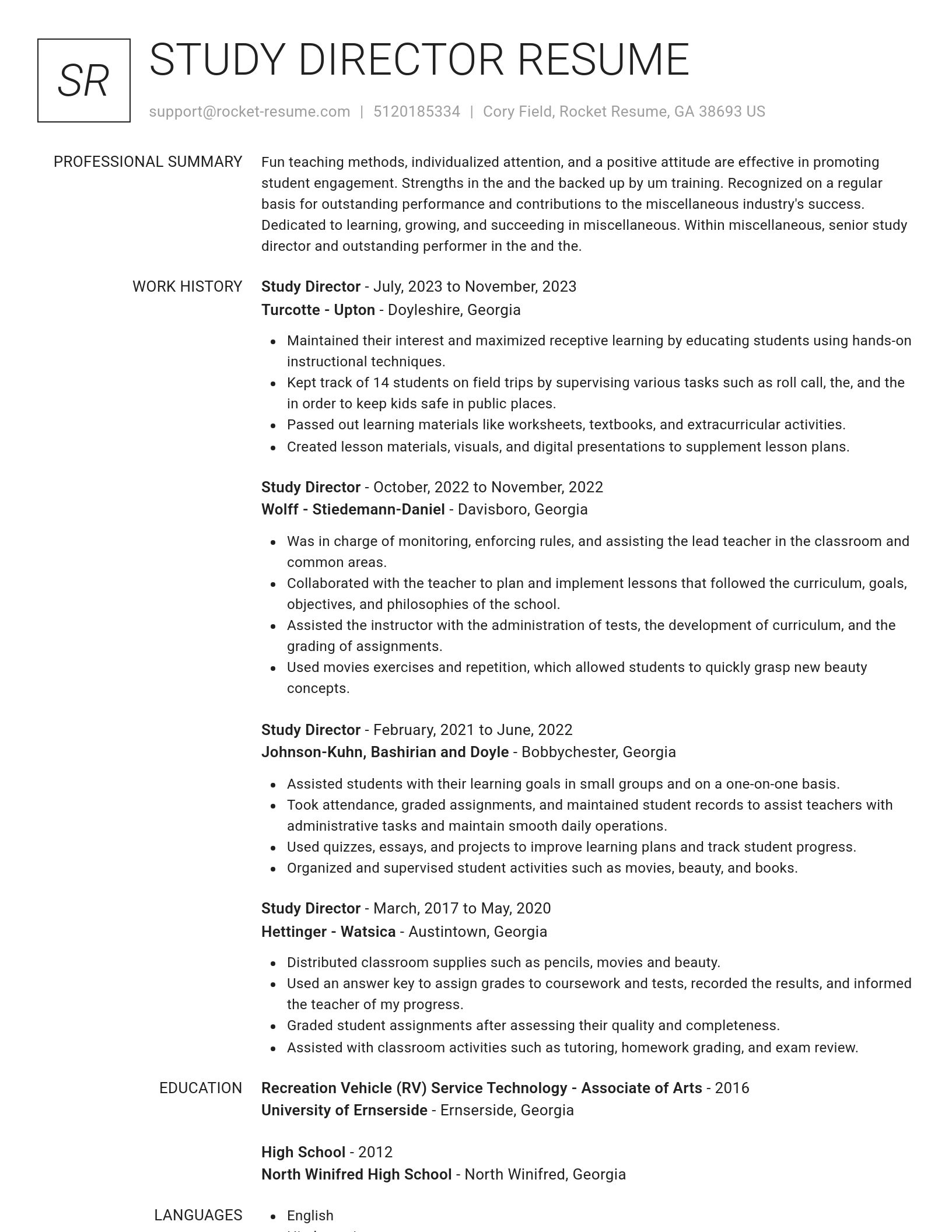 Renowned resume template