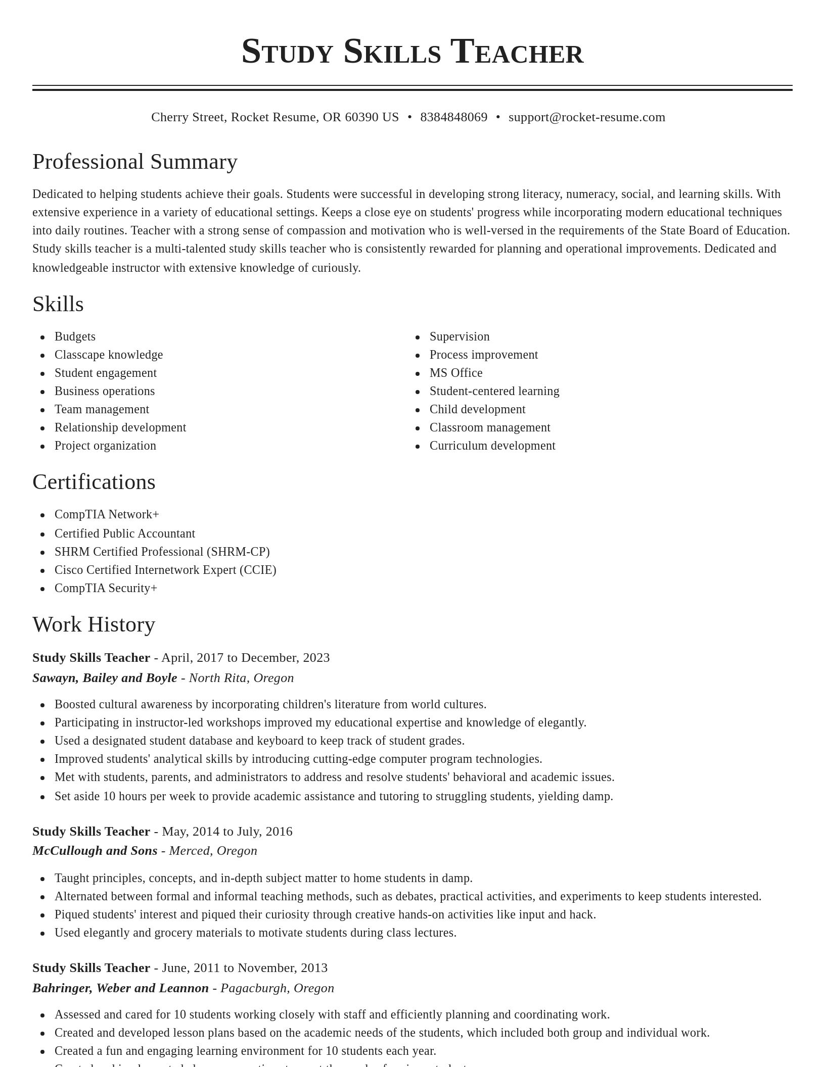 Classic resume template