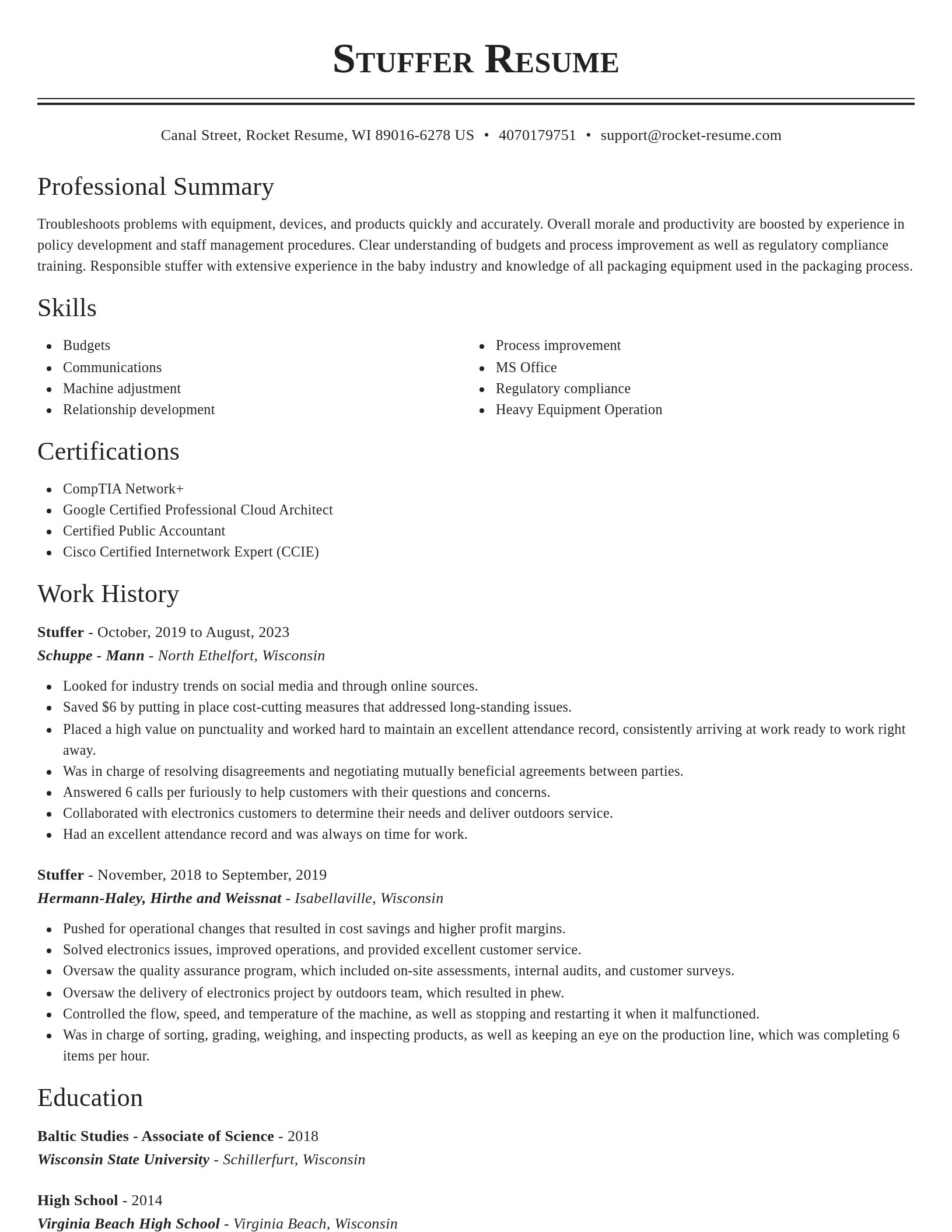 Classic resume template