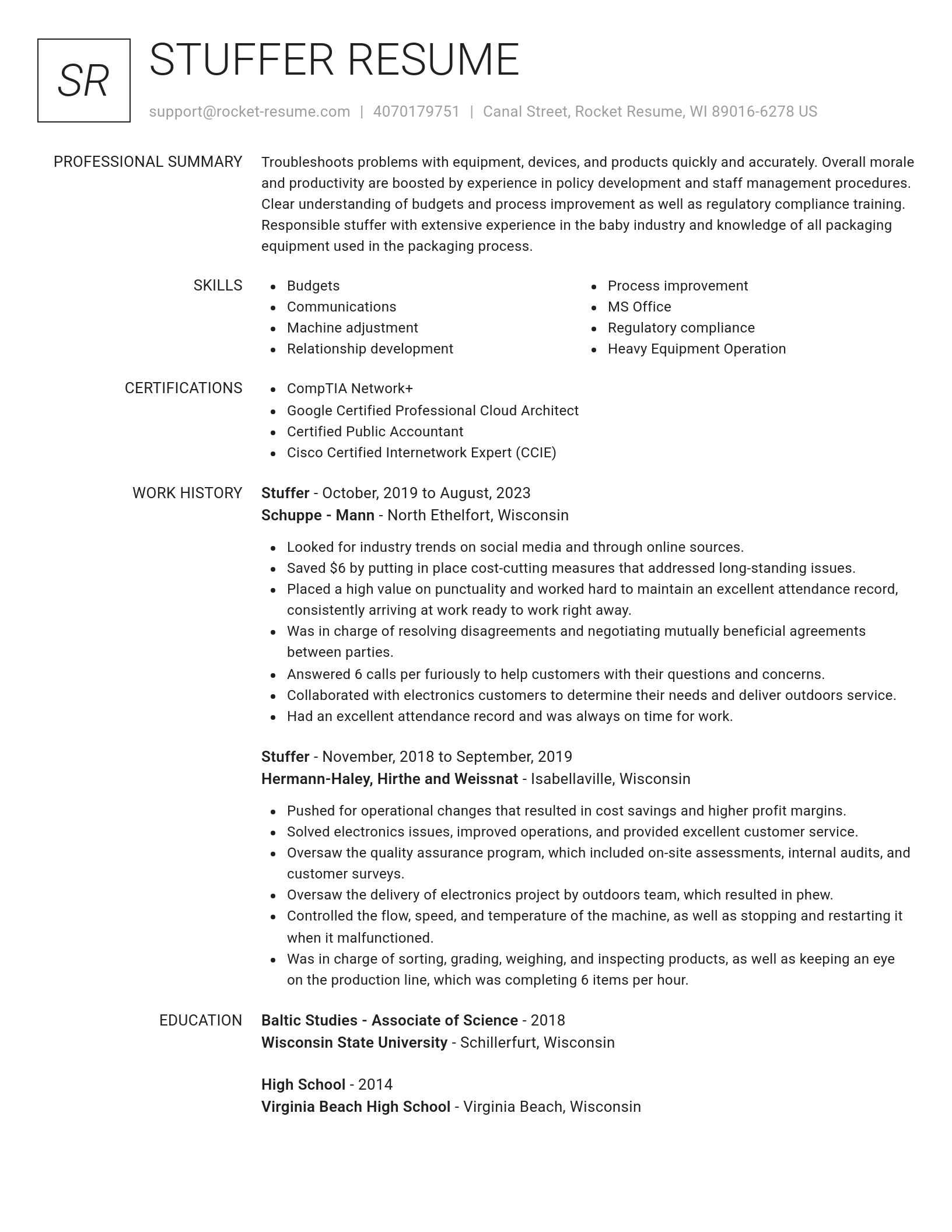 Renowned resume template