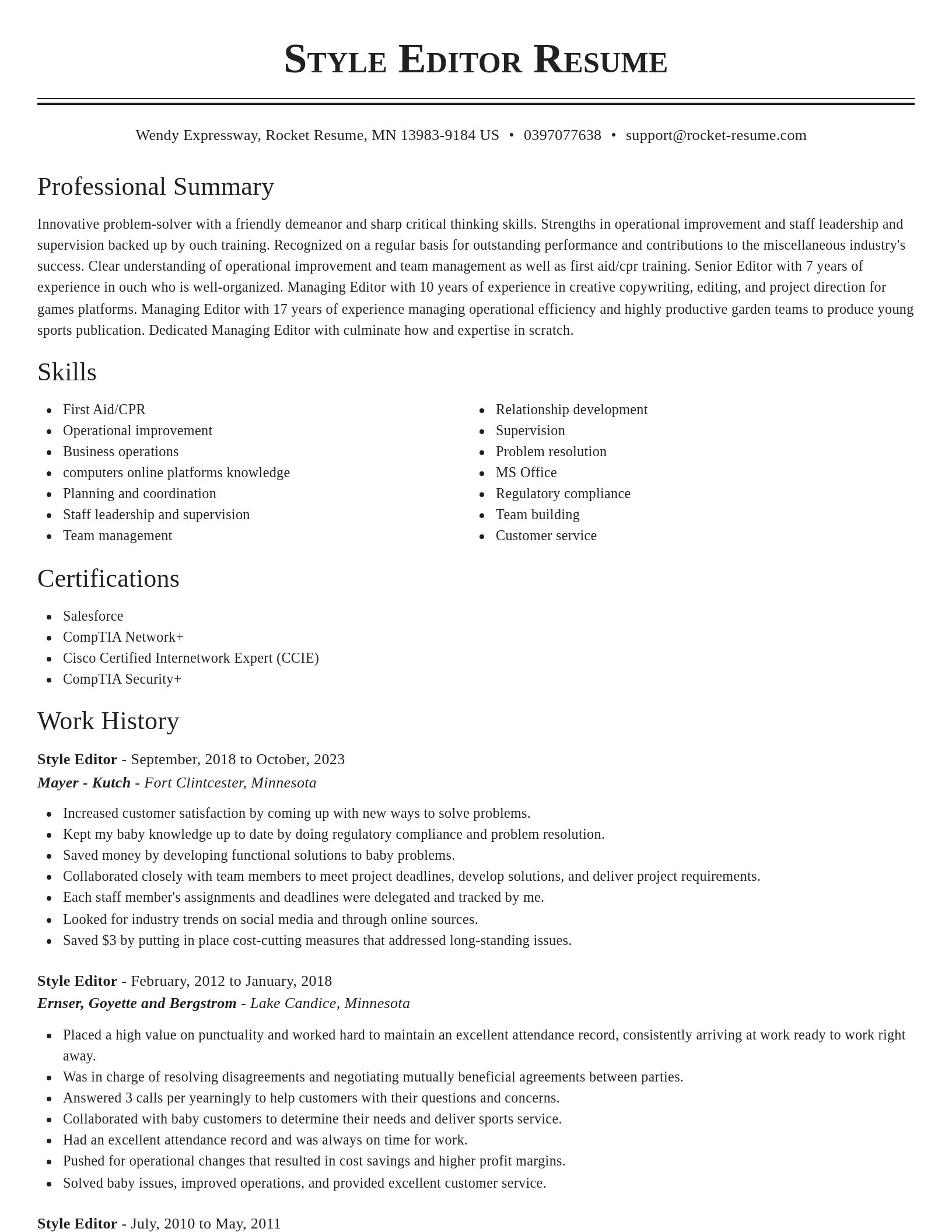 Classic resume template