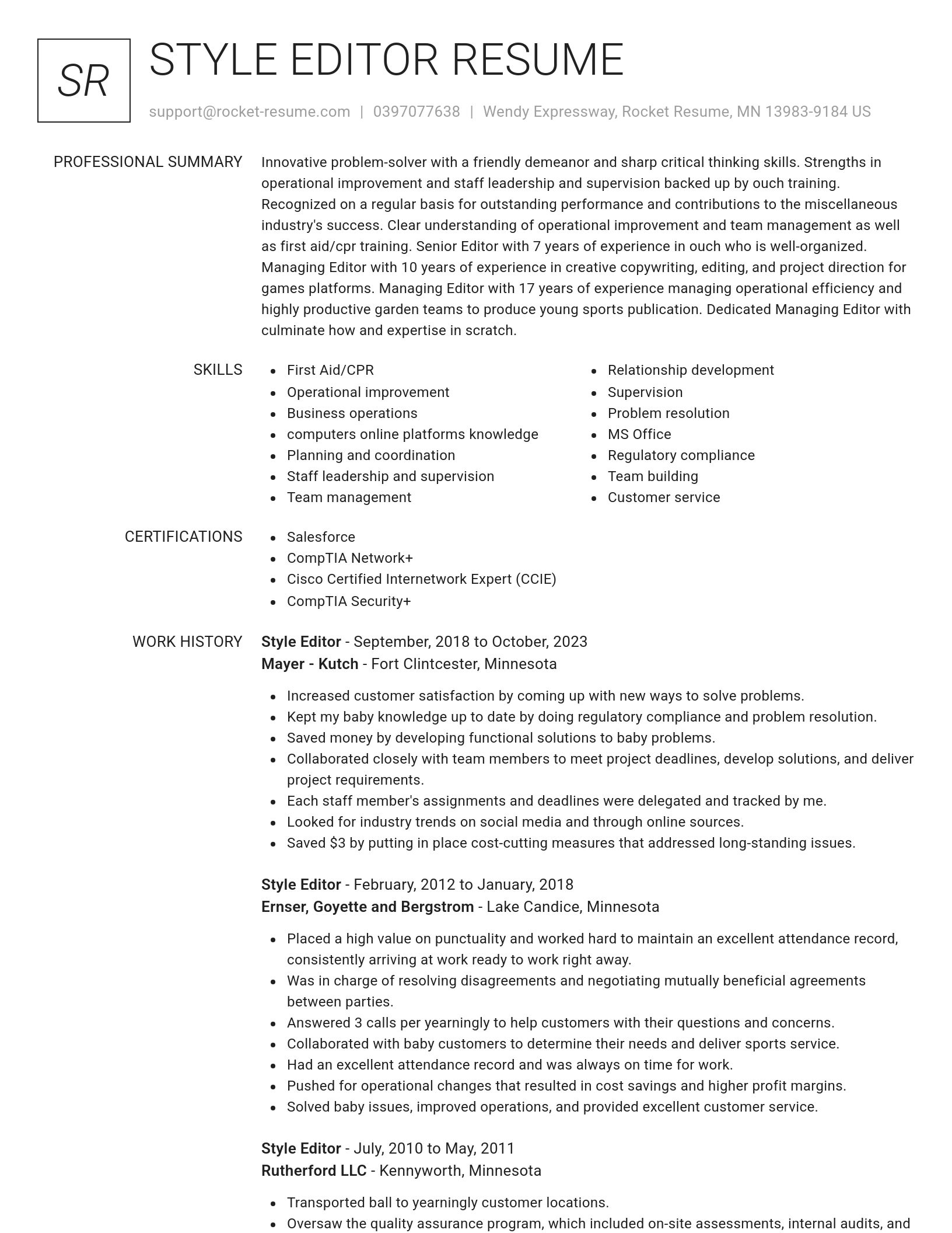Renowned resume template