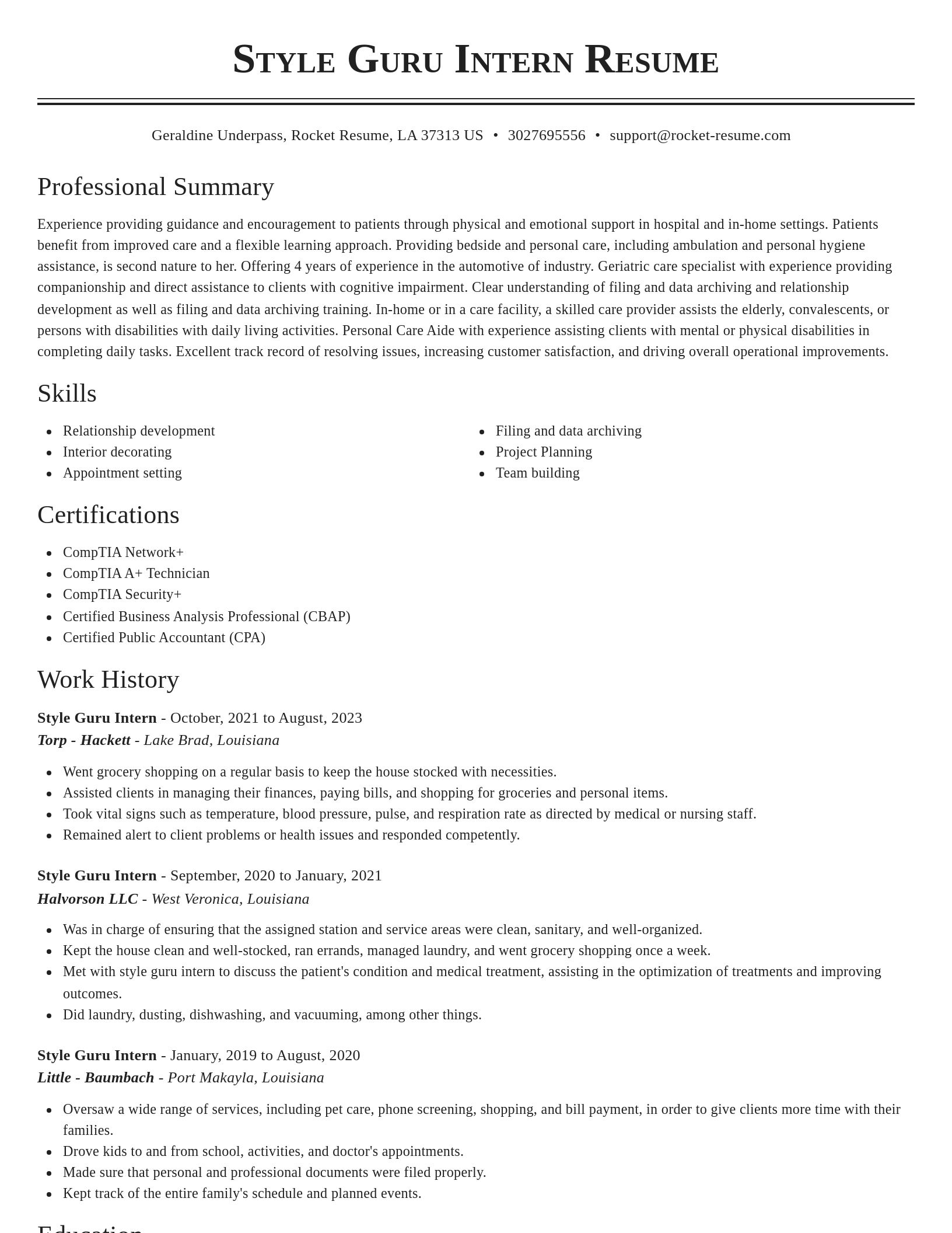 Classic resume template