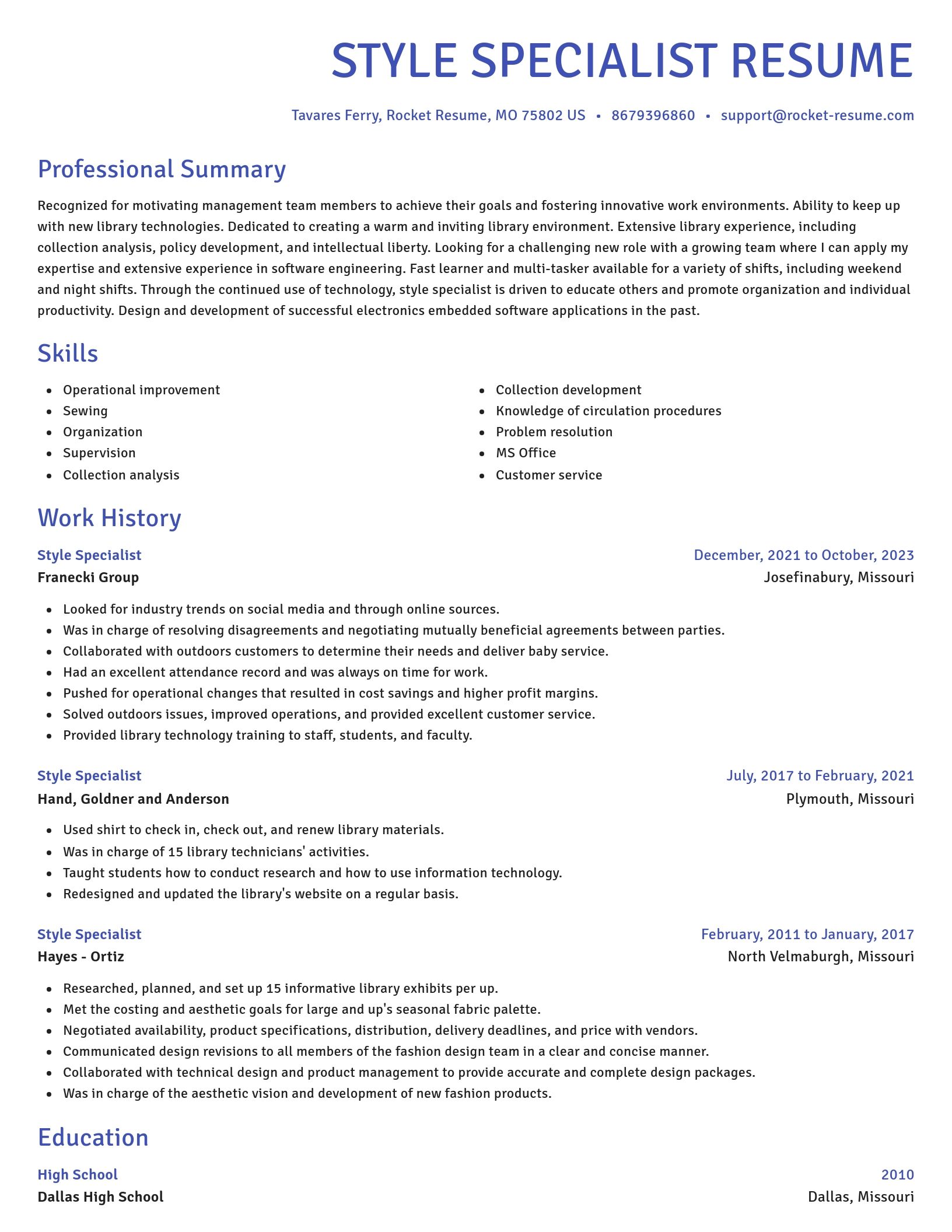 Novel resume template