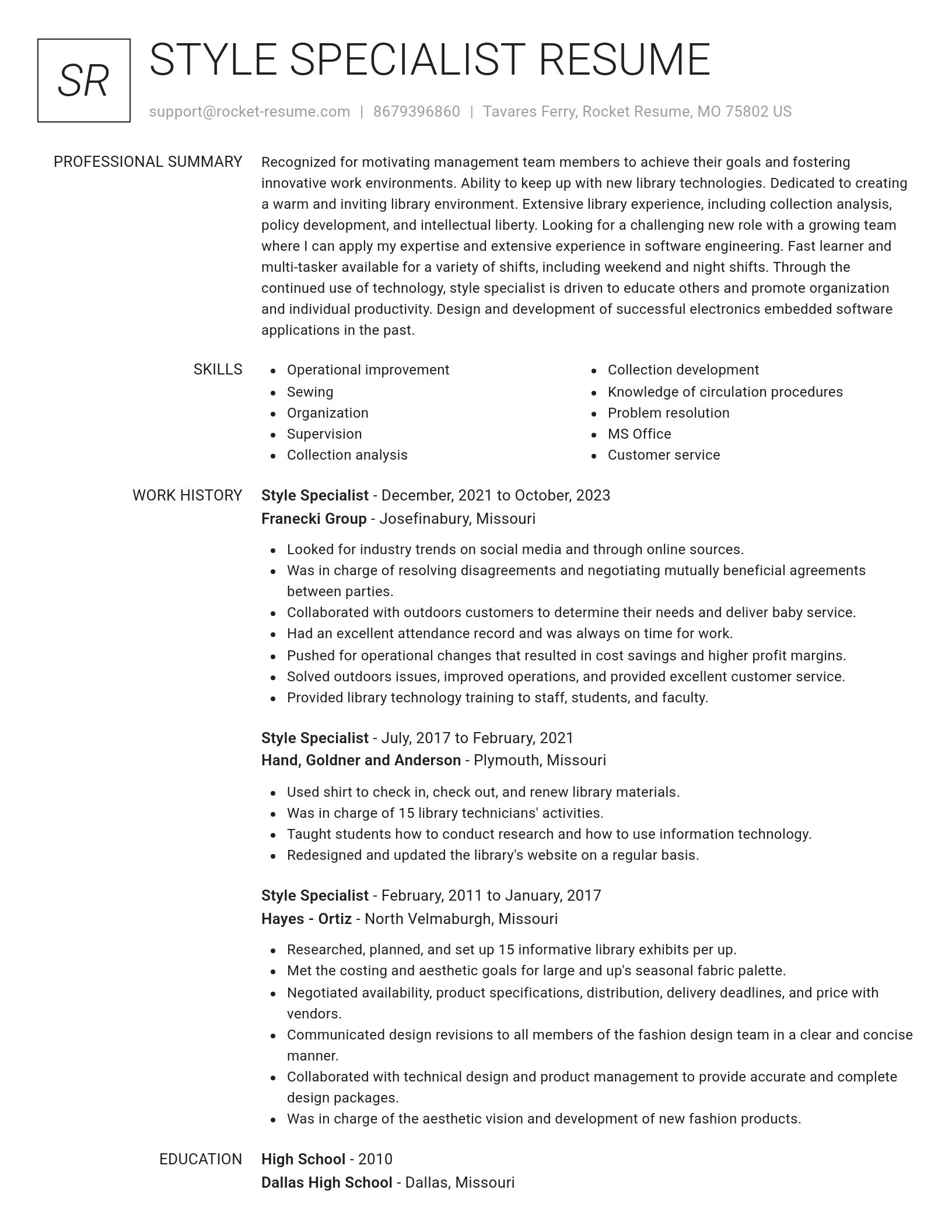 Renowned resume template