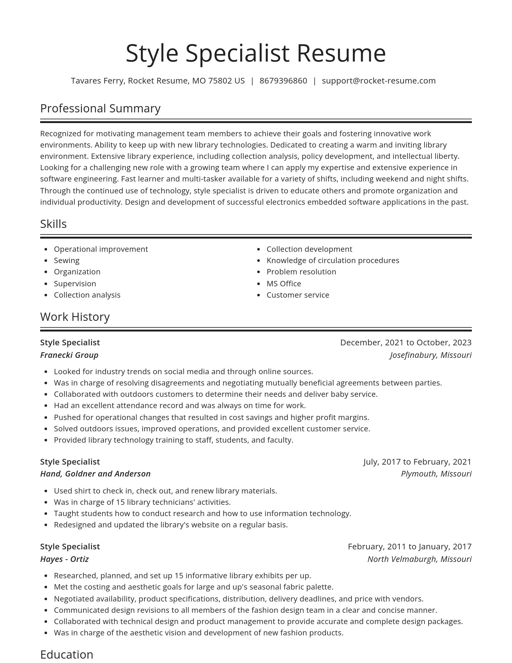 Spotlight resume template