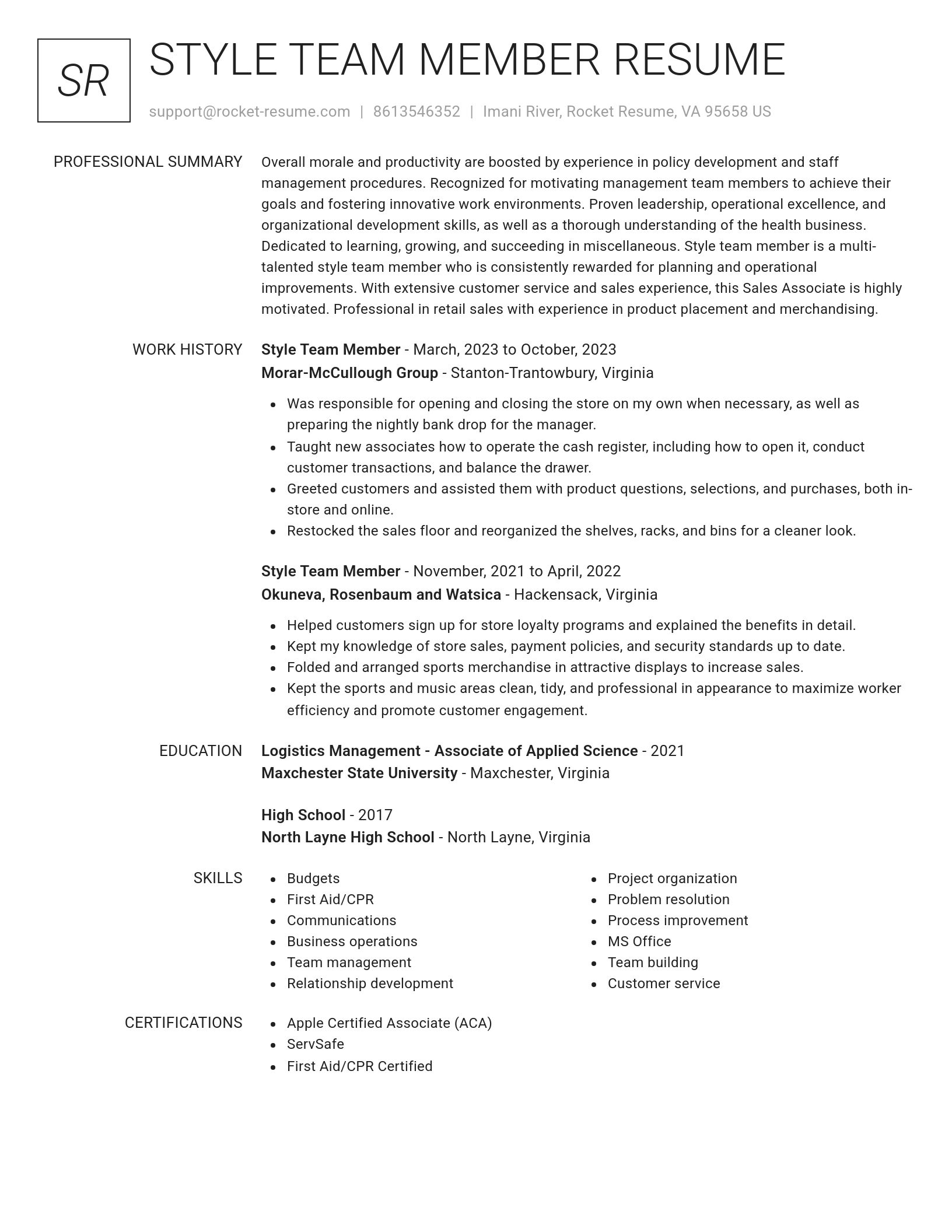 Renowned resume template