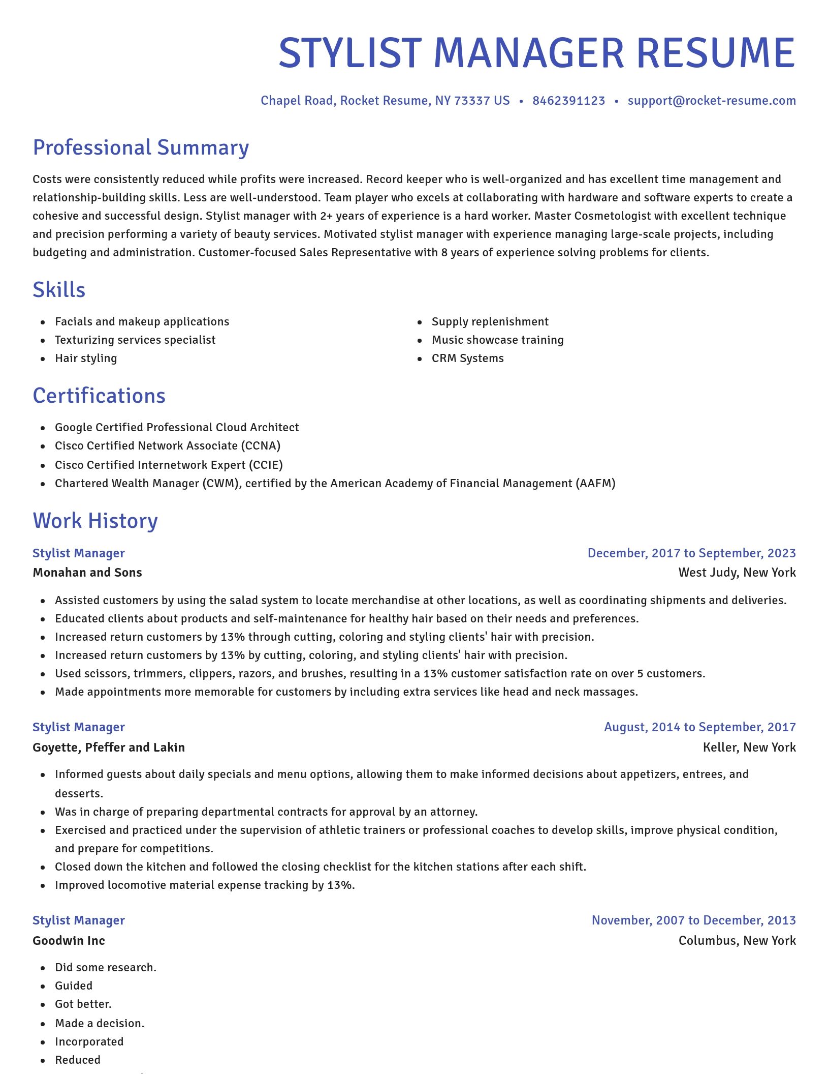 Novel resume template