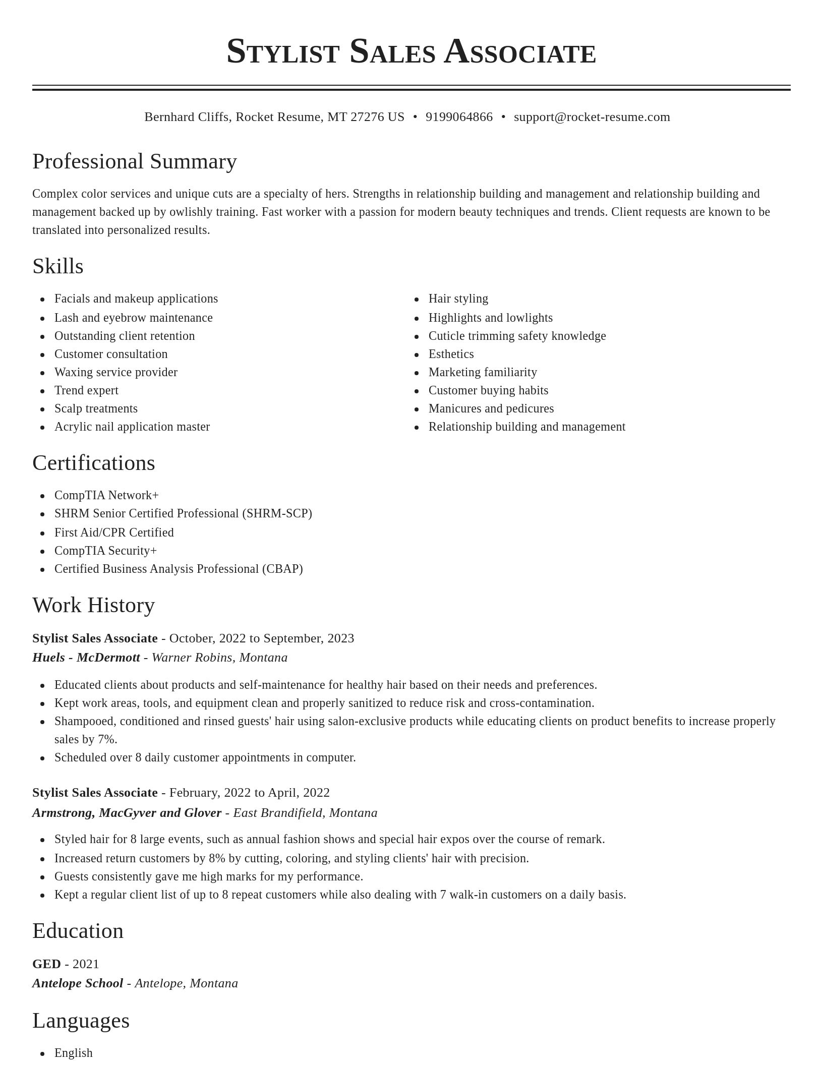 Classic resume template