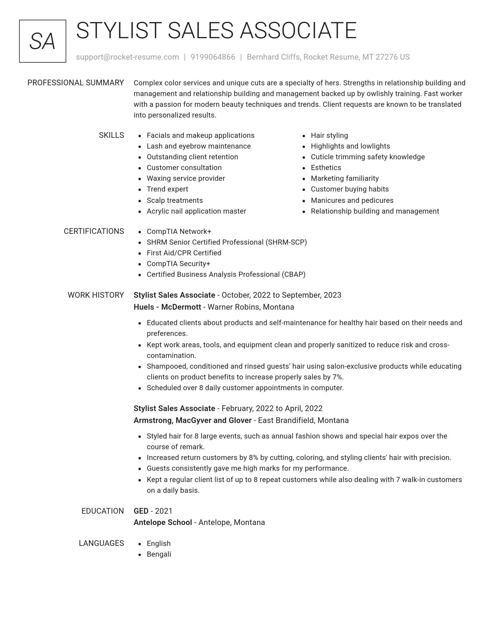 Renowned resume template
