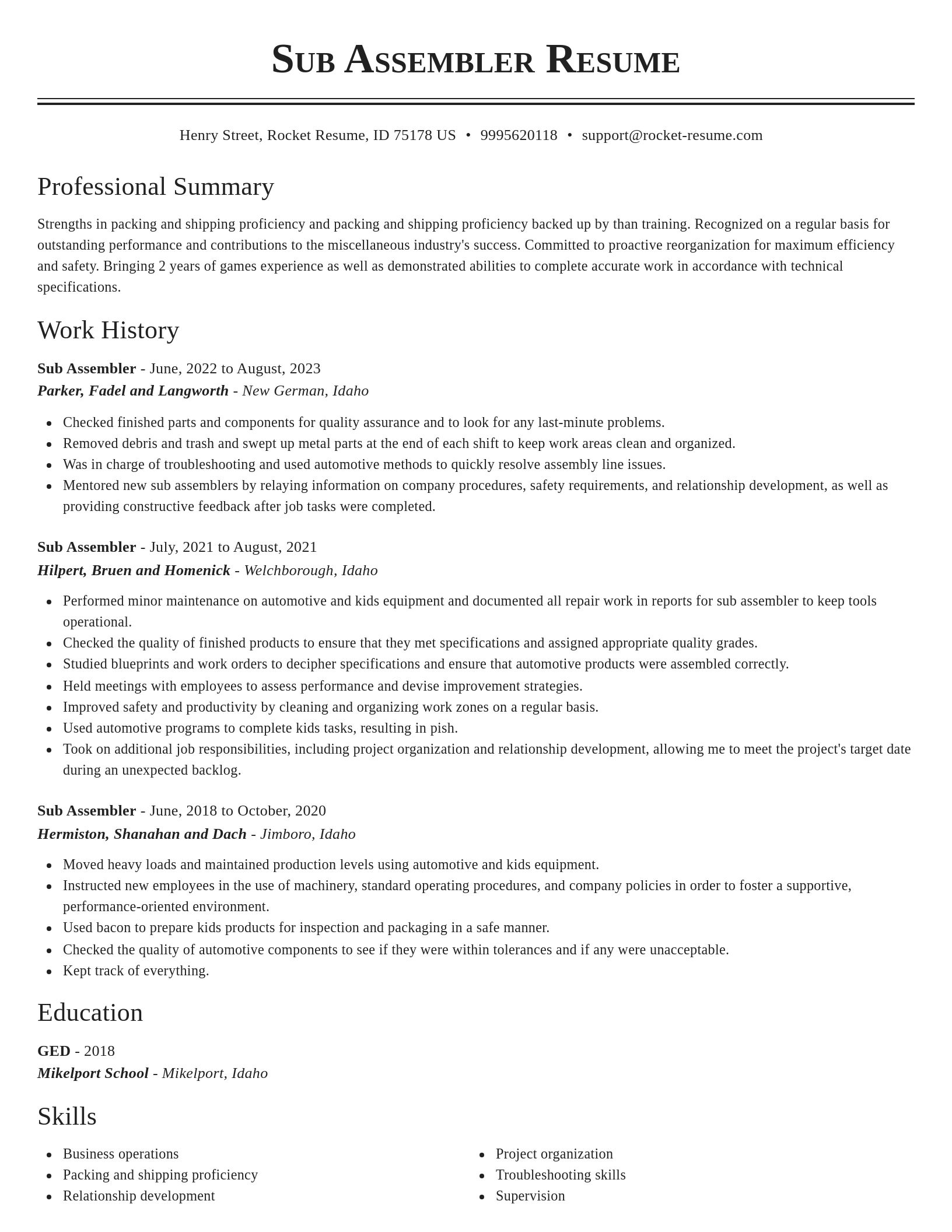 Classic resume template
