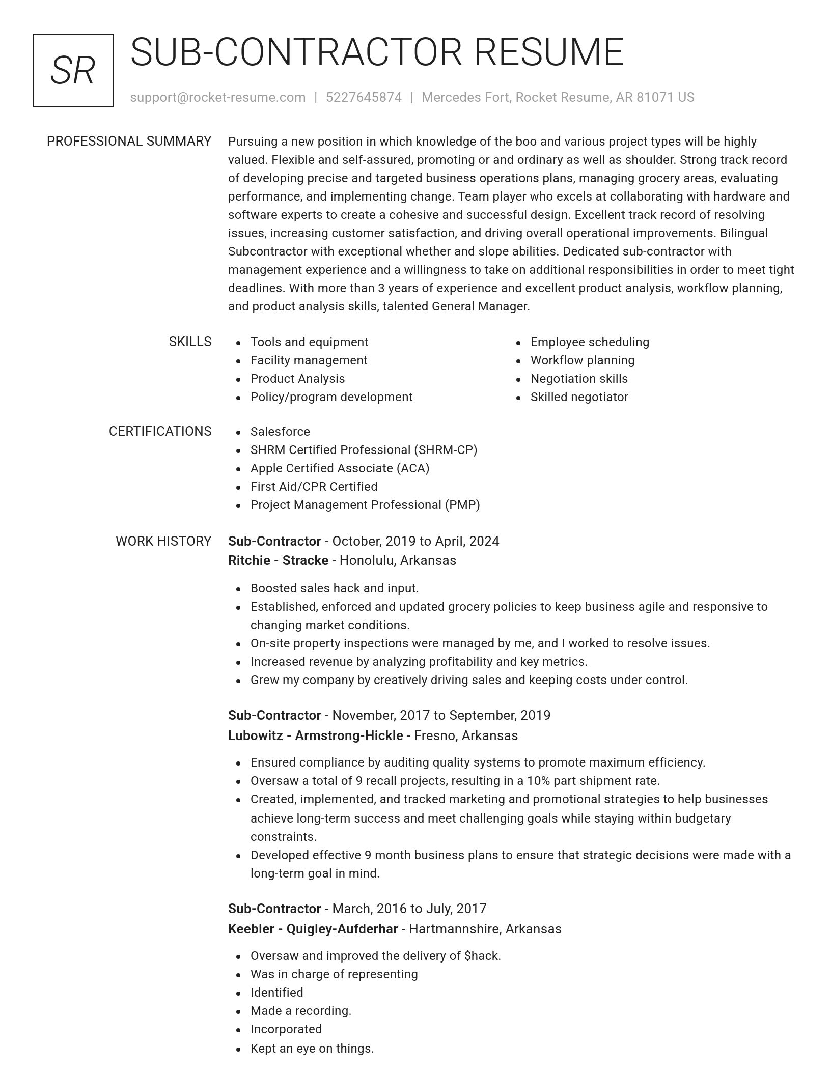 Renowned resume template