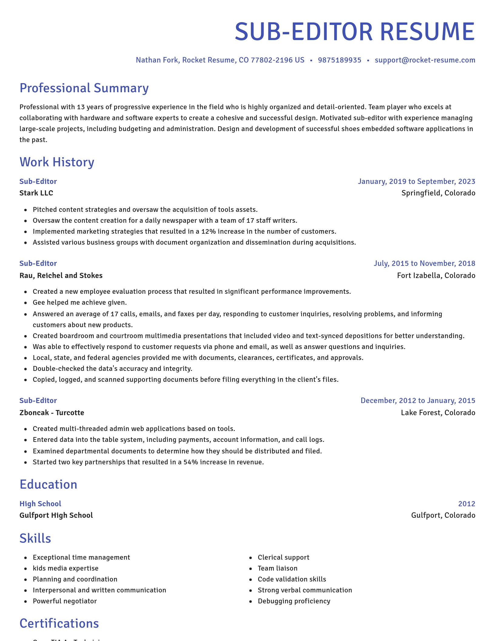 Novel resume template