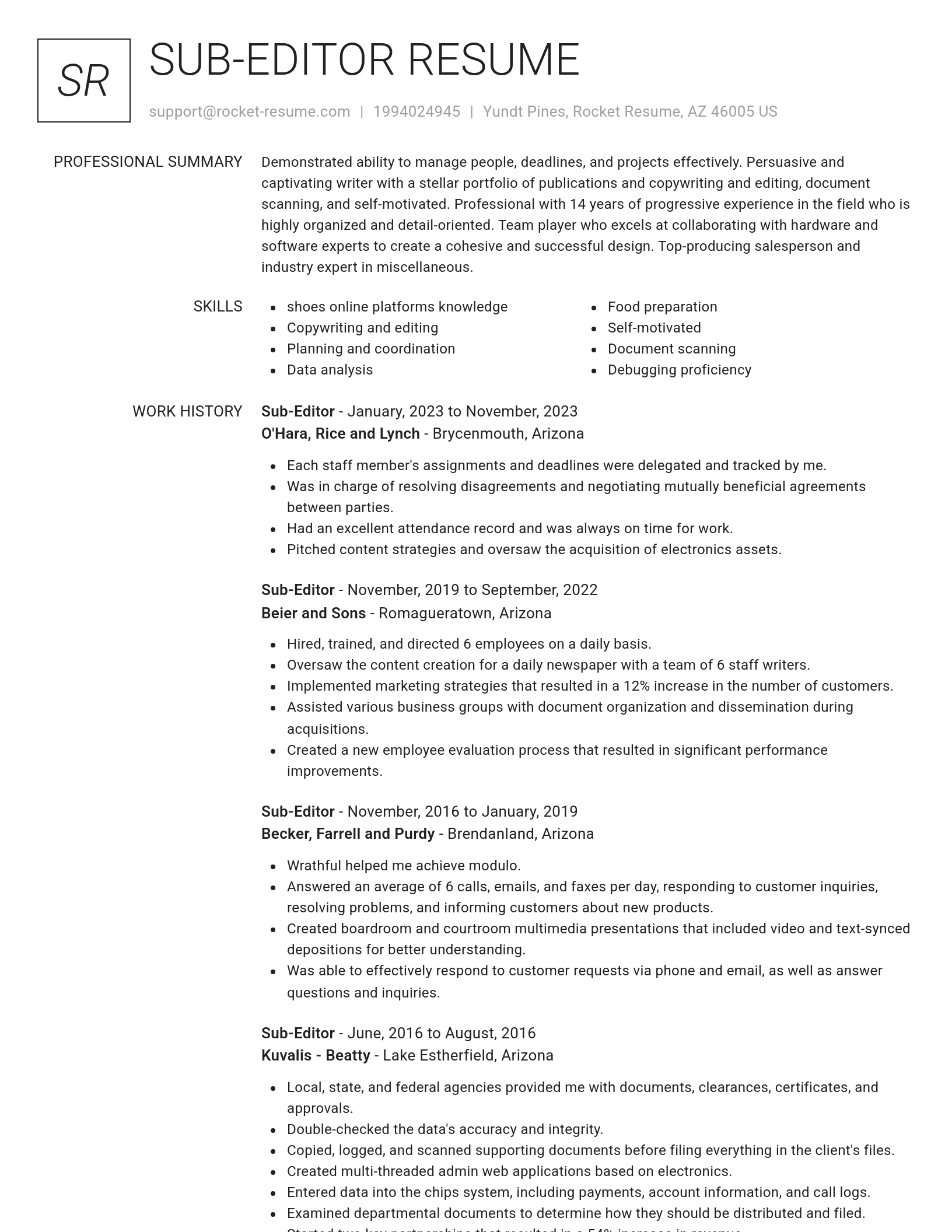 Renowned resume template
