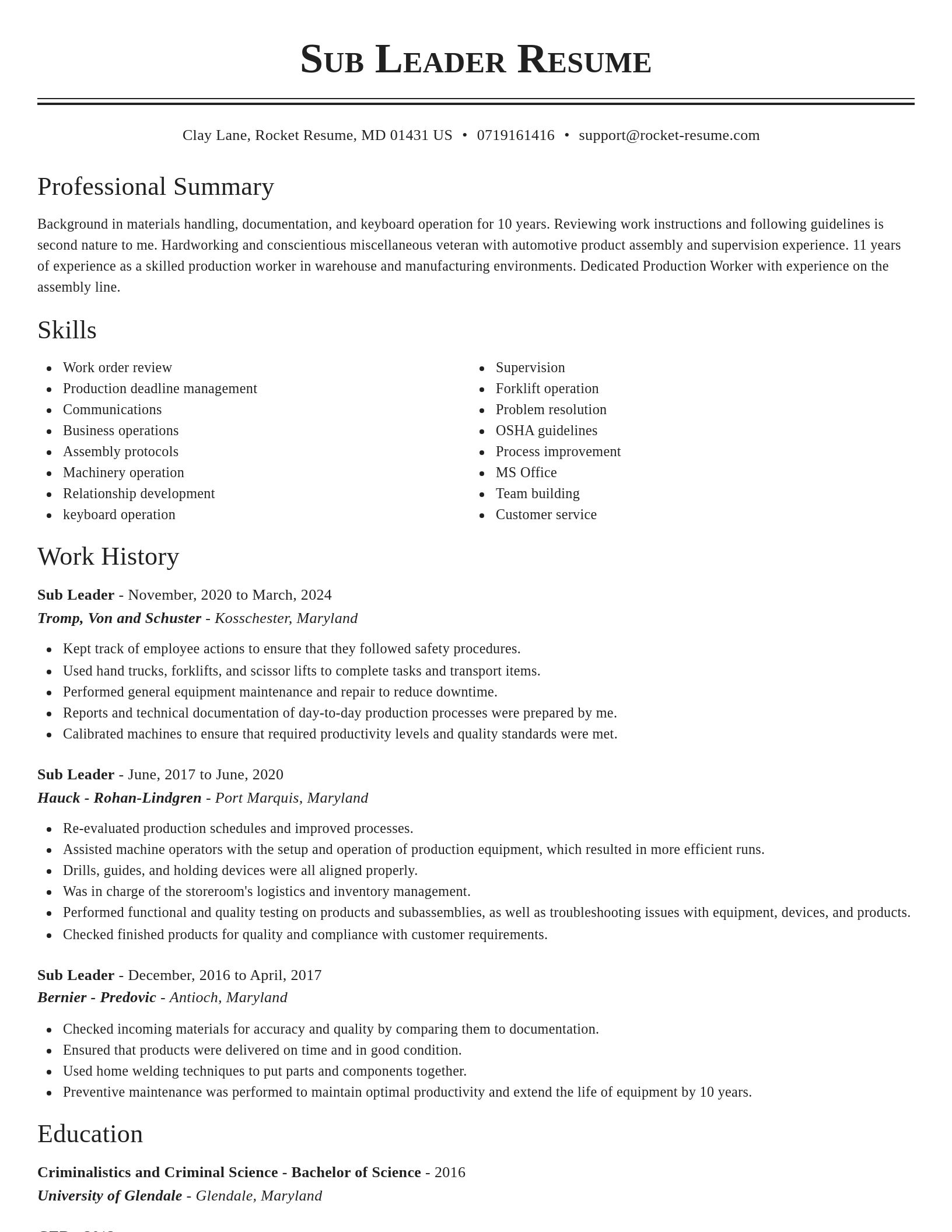 Classic resume template