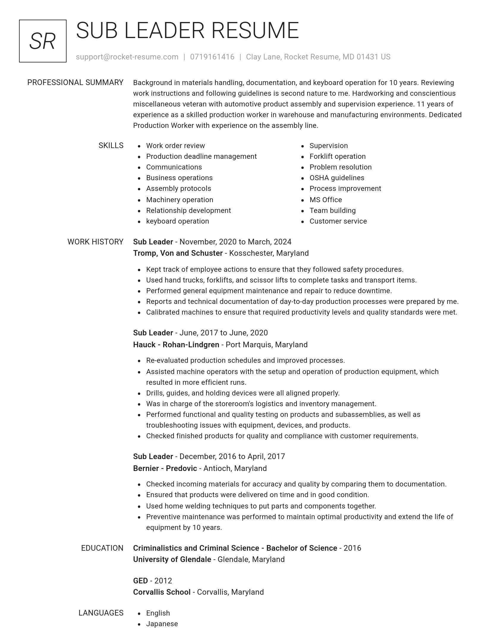 Renowned resume template