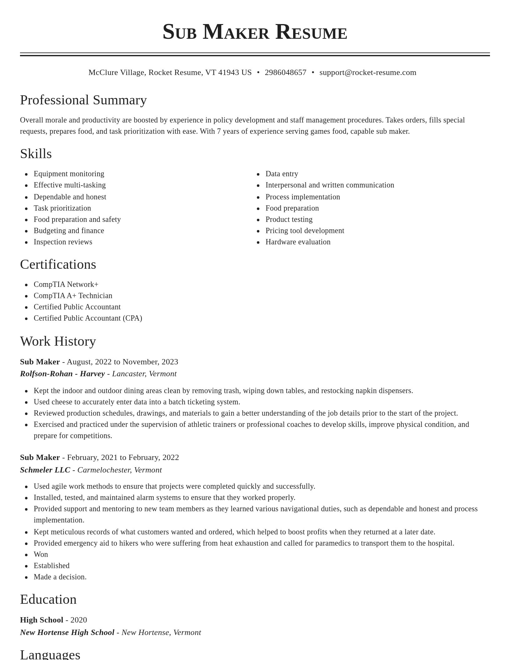 Classic resume template