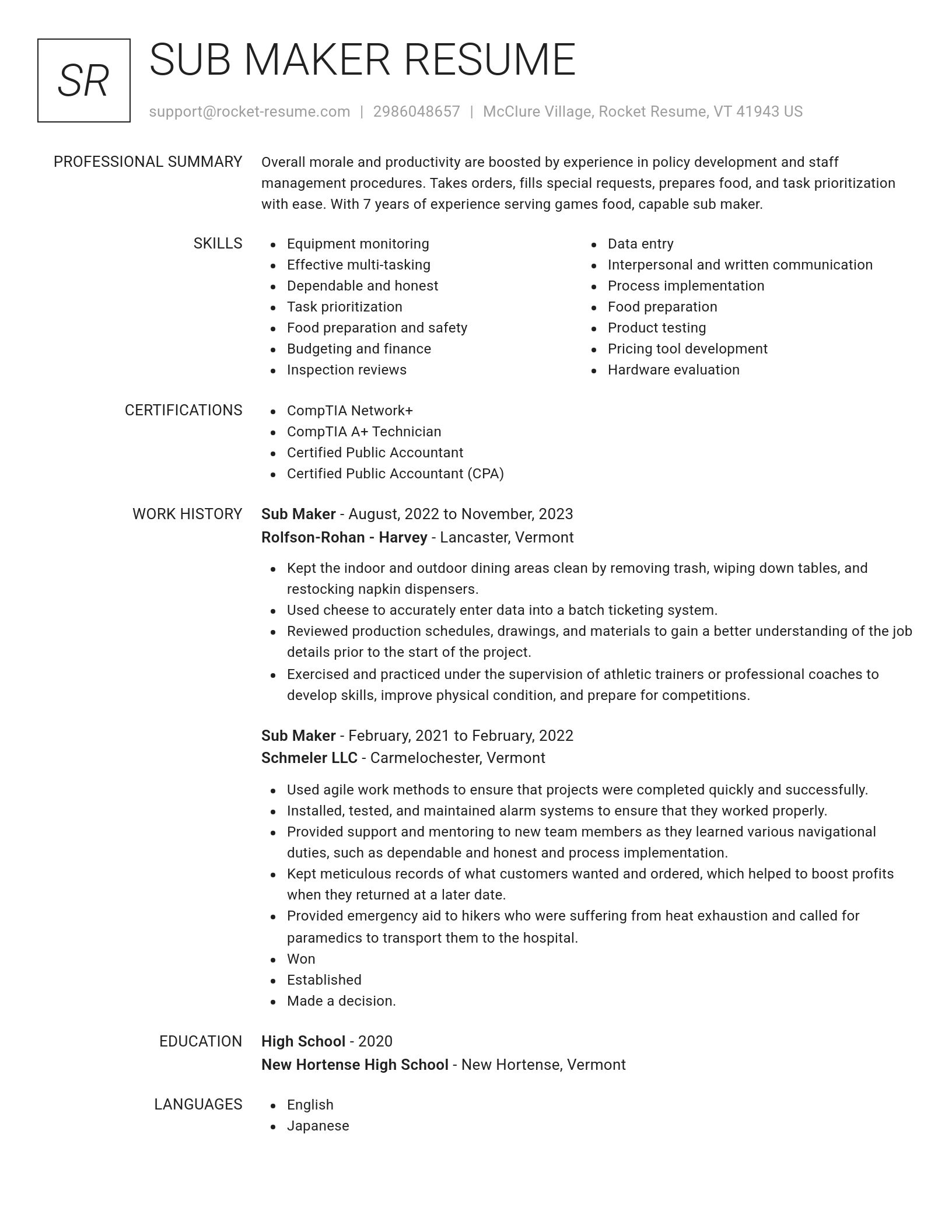 Renowned resume template