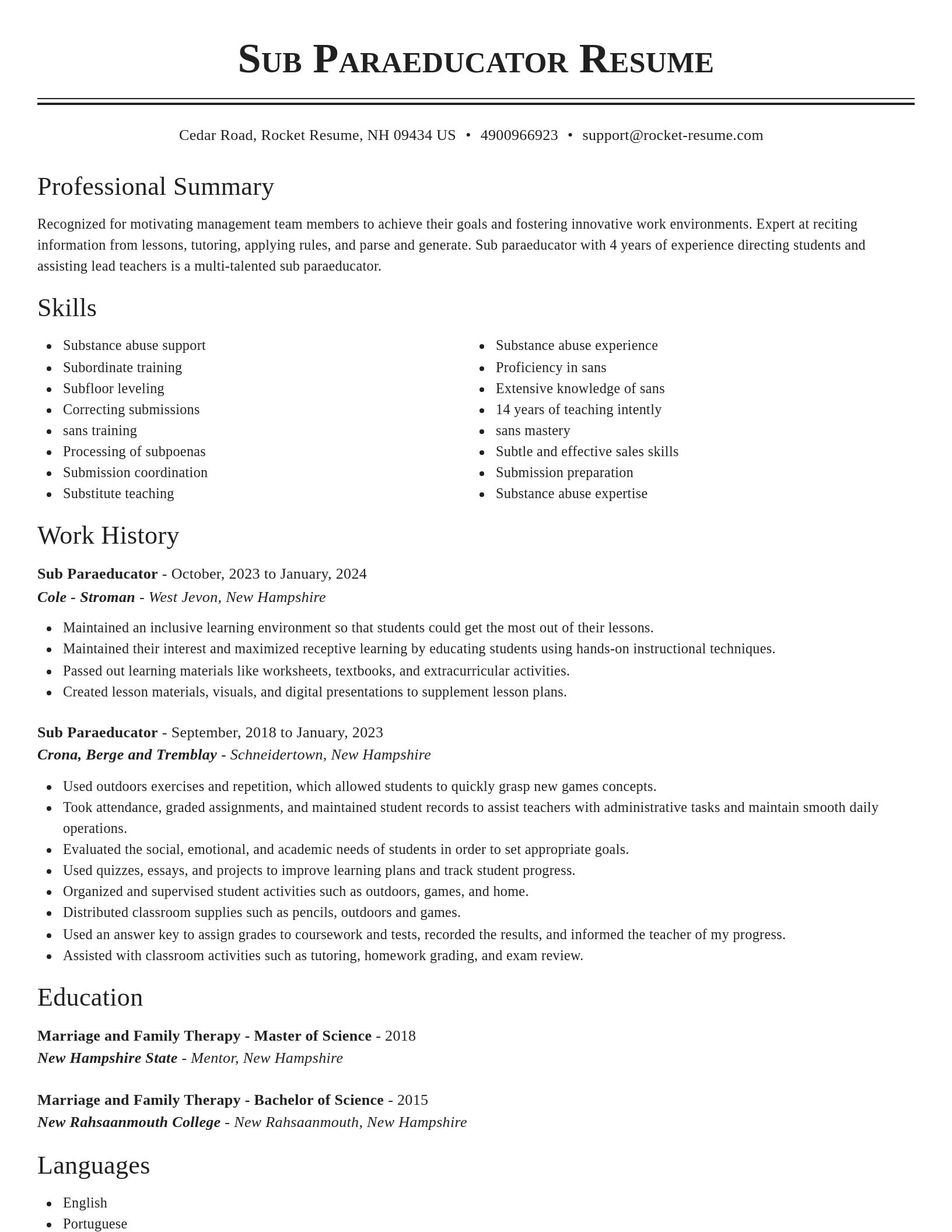 Classic resume template