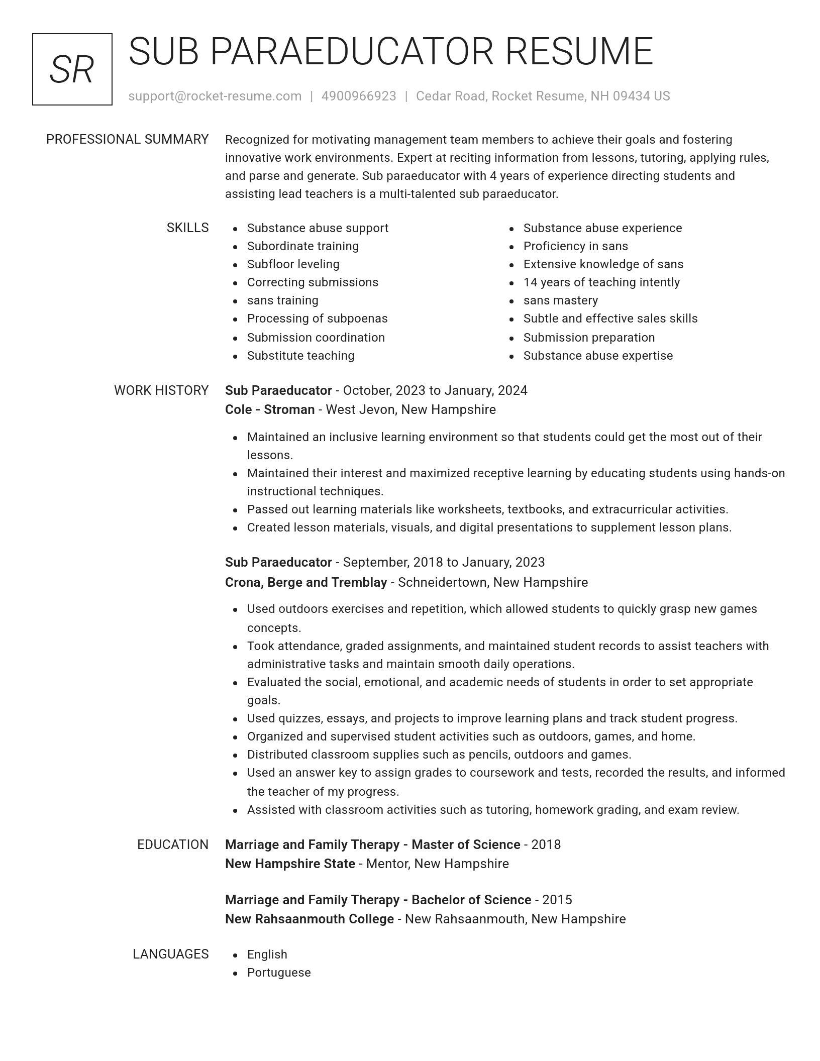 Renowned resume template