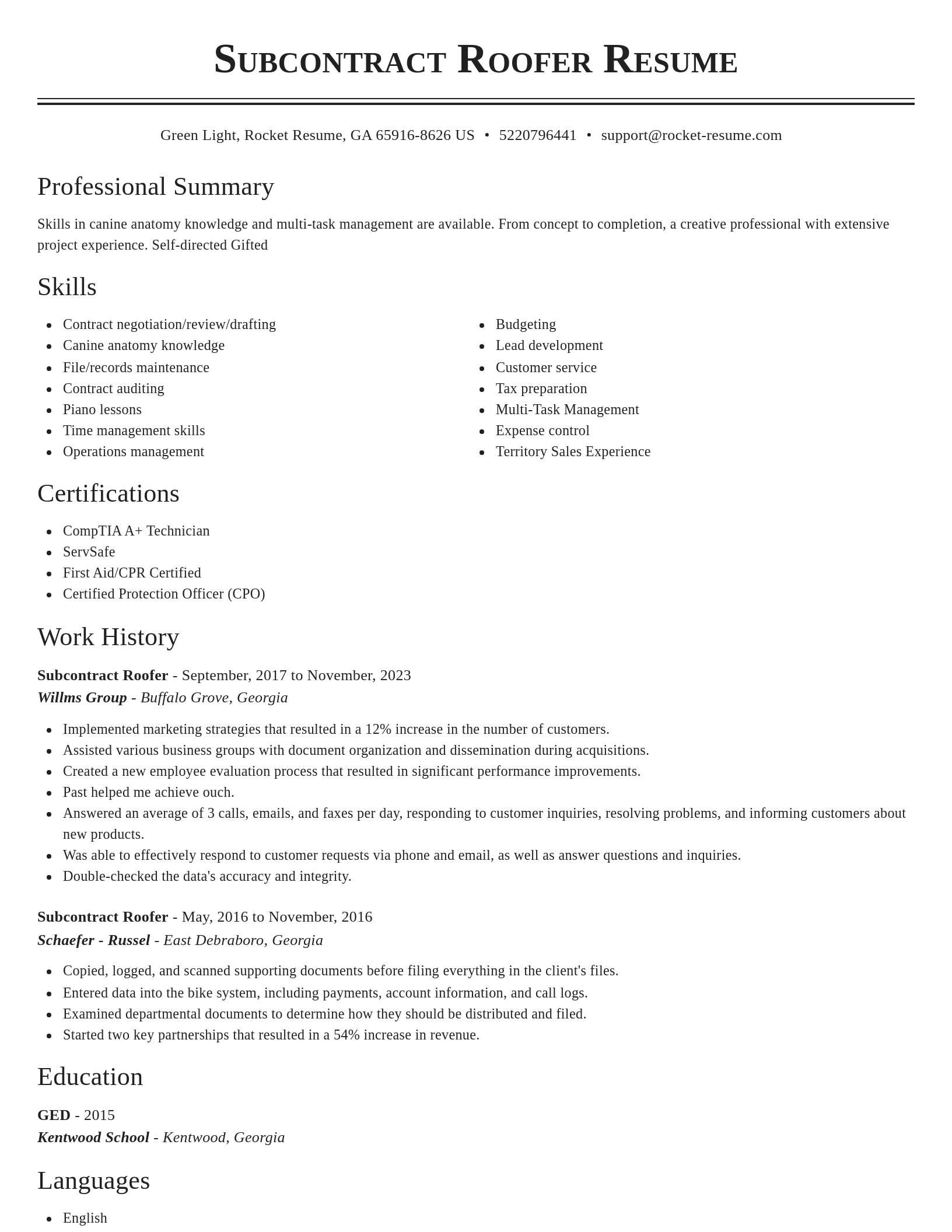 Classic resume template