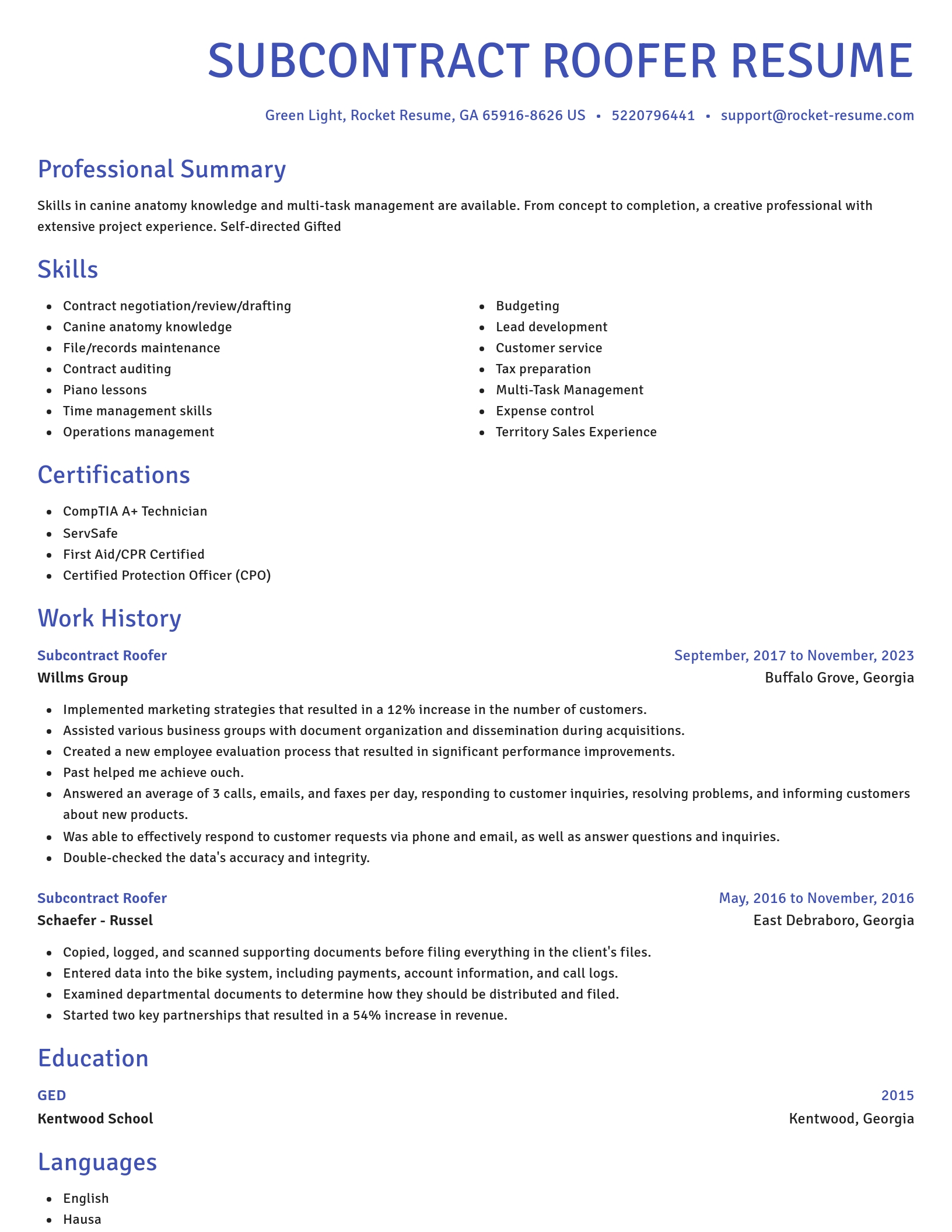 Novel resume template