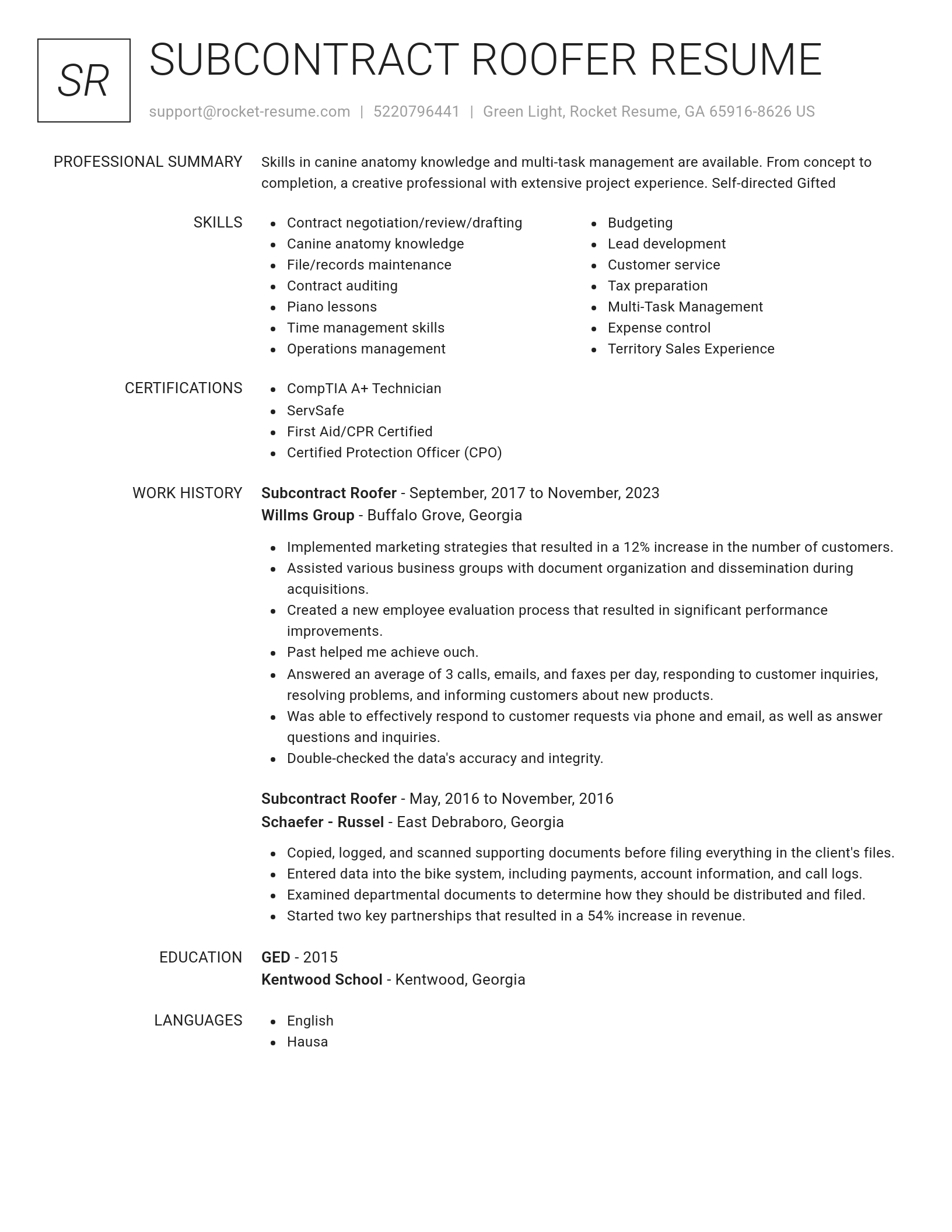 Renowned resume template